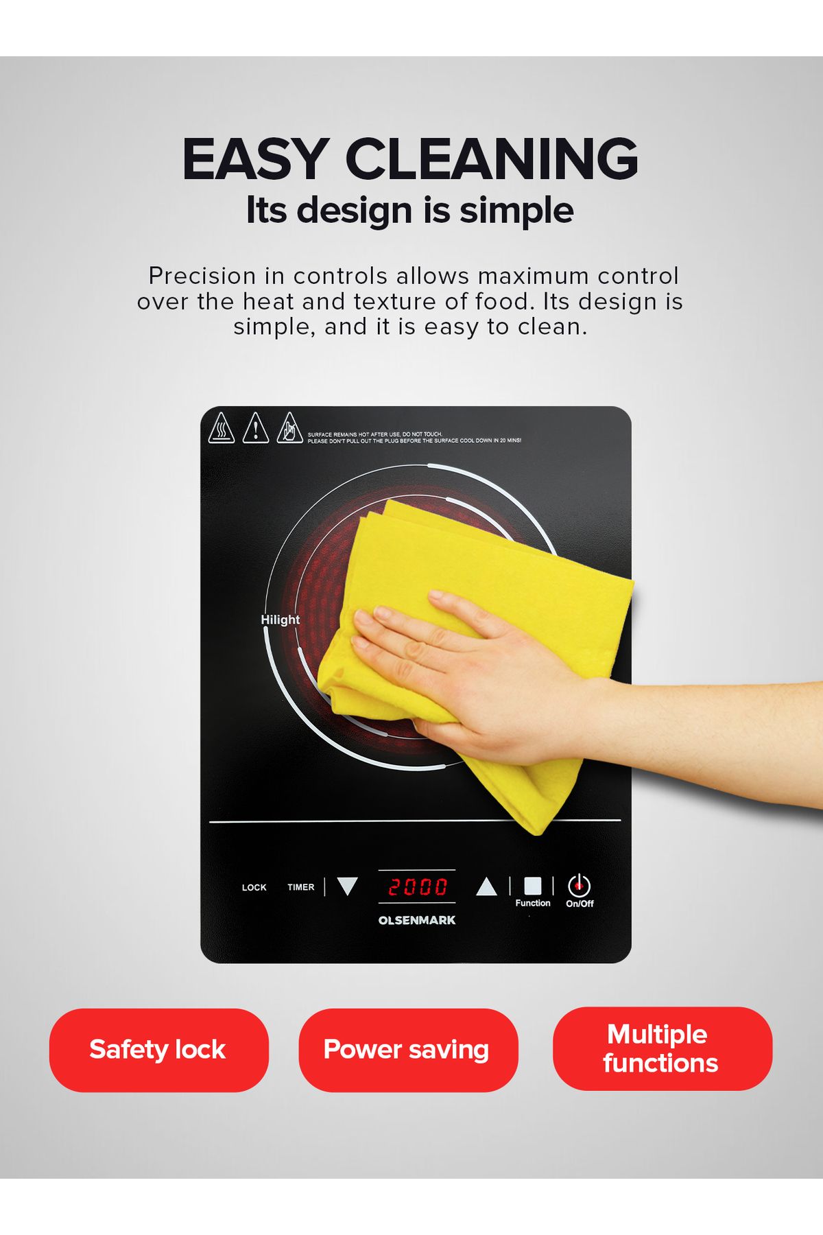 Olsenmark-Digital Induction Cooker 2000w Omic2091 Infrared Cooker Multi Stage Cooking 4