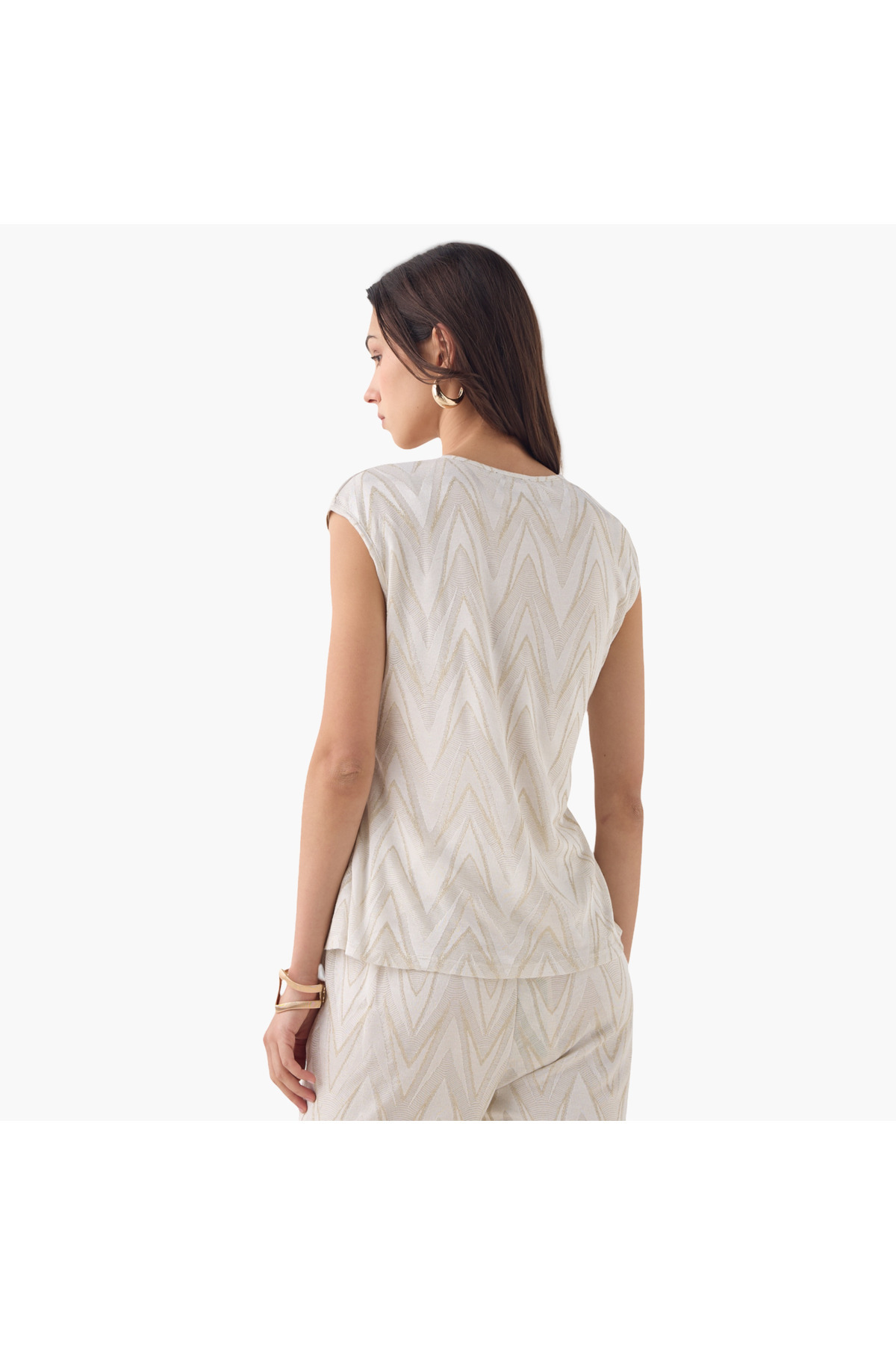 Iconic-Printed Sleeveless Top With Wrap Detail 4