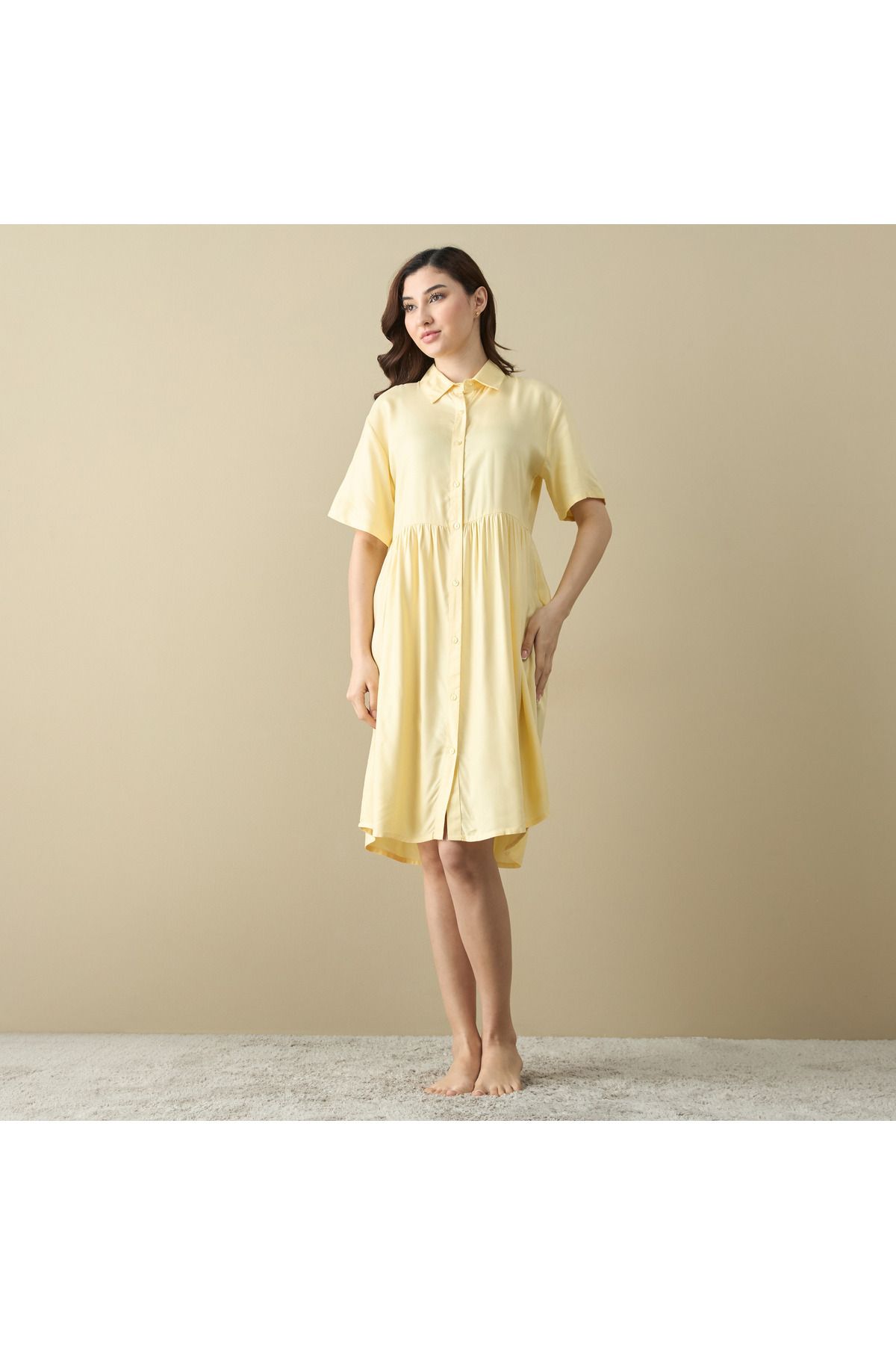 FAV-Set Of 2 - Collared Sleepshirt With Short Sleeves 2