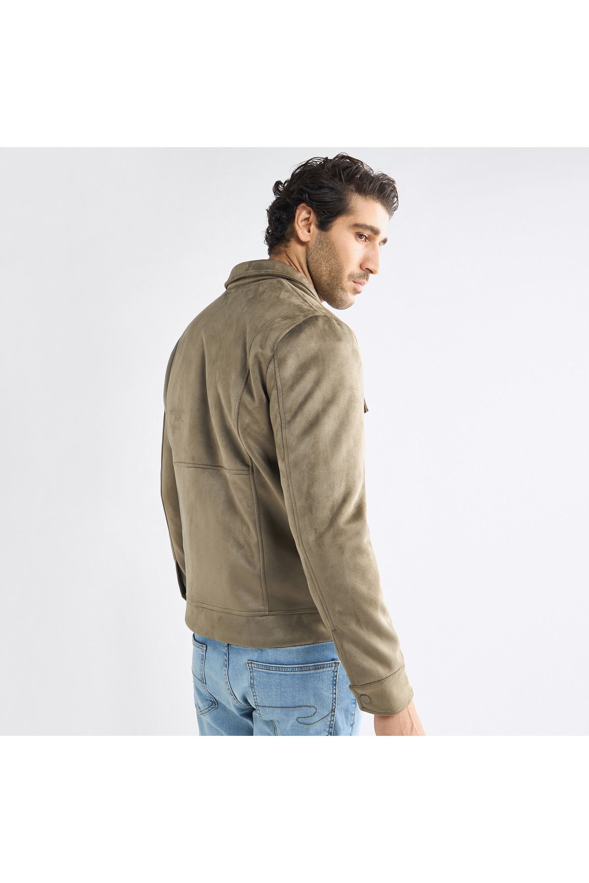 FAV-Regular Fit Biker Jacket With Snap Button Closure 3