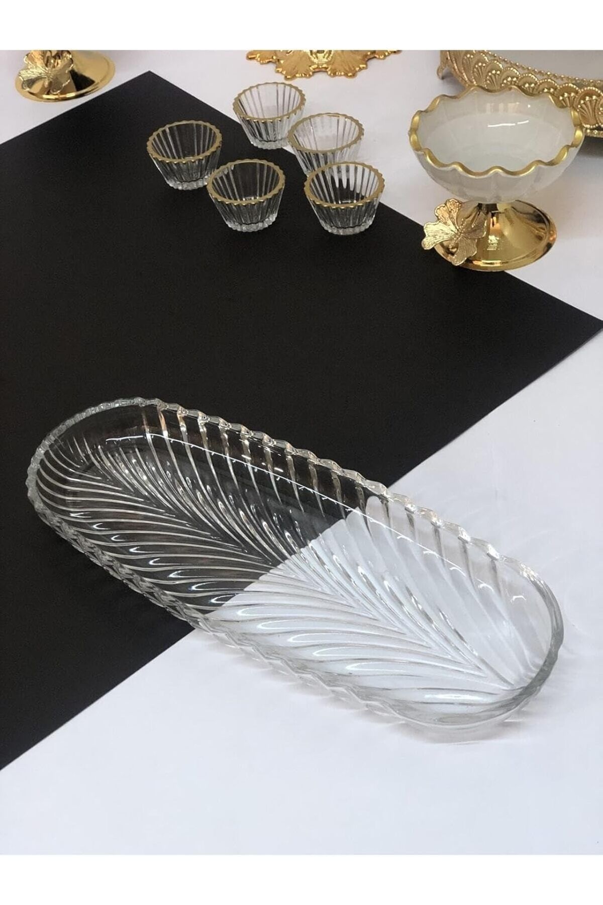 OrginGift-  Oval Fish Back Cookie and Fruit Appetizer Presentation Plate Breakfast Serving 17X7 cm 4