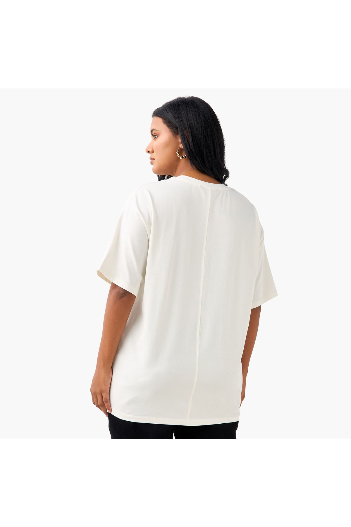 Ulla Popken-Plus Size Embellished T-shirt With Short Sleeves 3