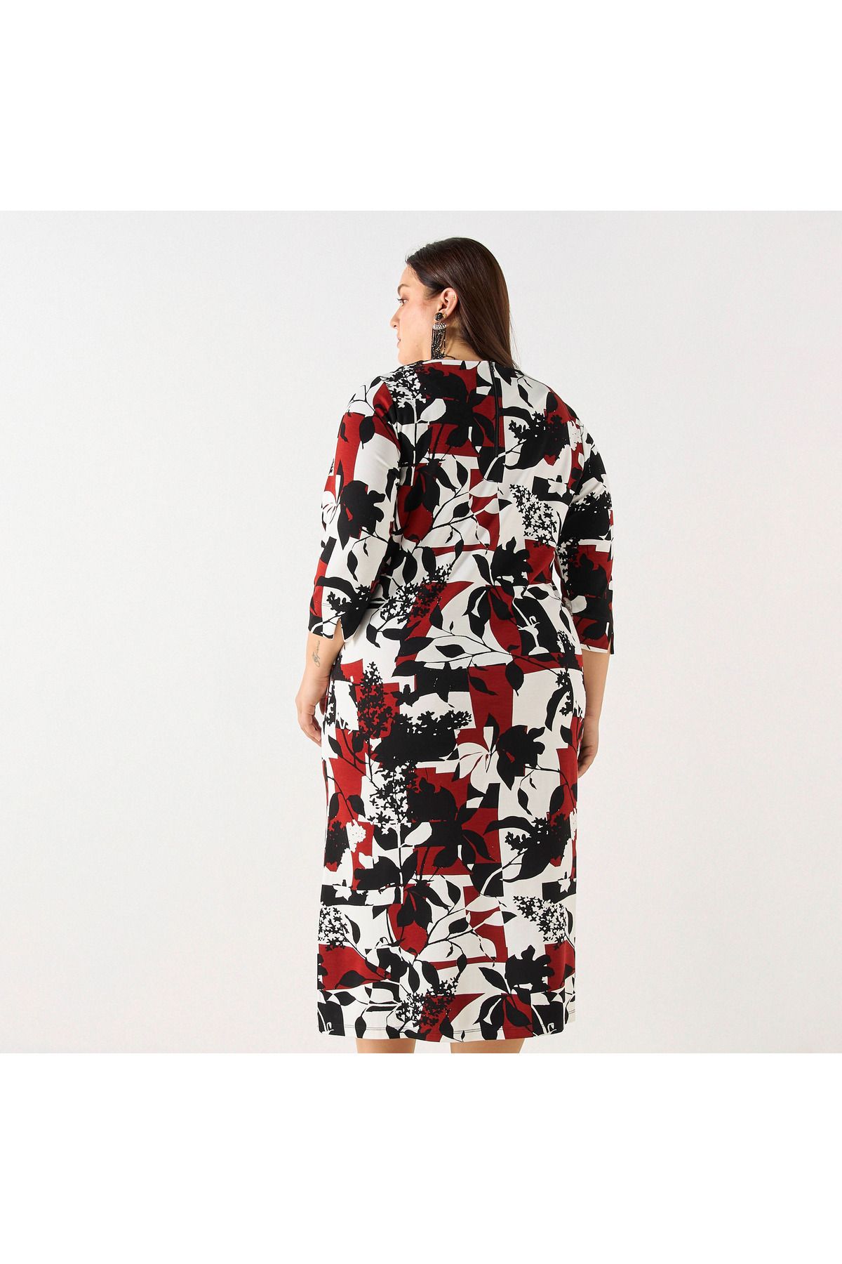 Ulla Popken-Plus Size All-over Print Dress With Pockets 3