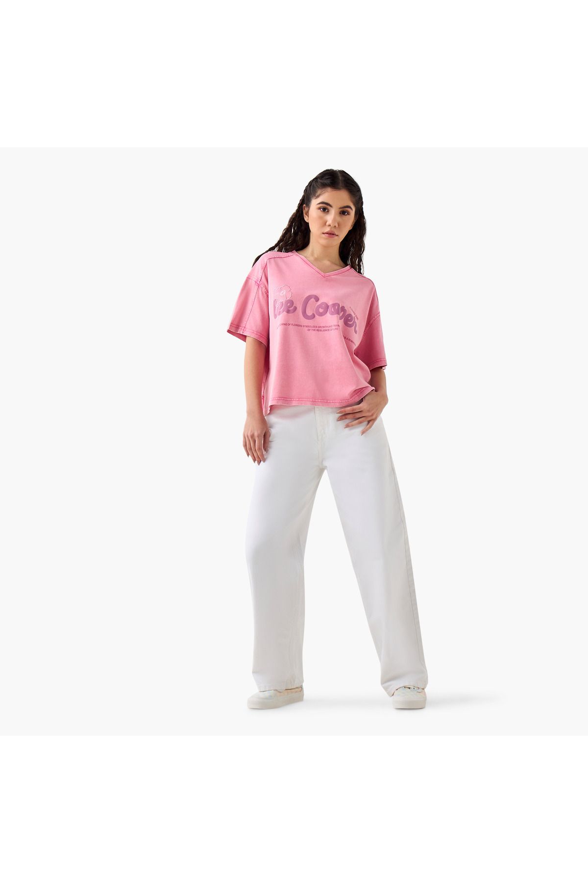 Lee Cooper-بنطال جينز واسع بقصّة واسعة مع أزرار للإغلاق 3