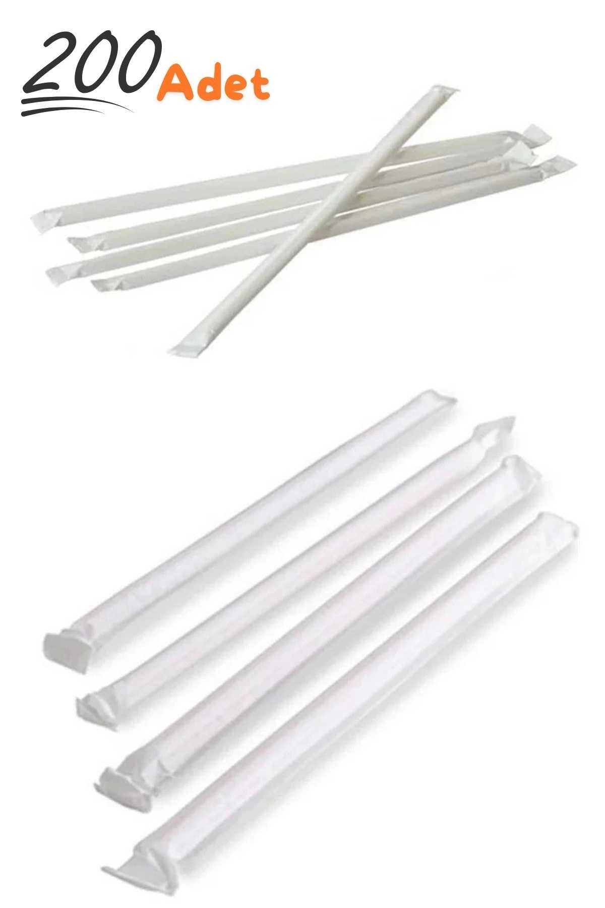 YOK YOK AMBALAJ Kağıt Sargılı Körüksüz Plastik Pipet 200 Adet