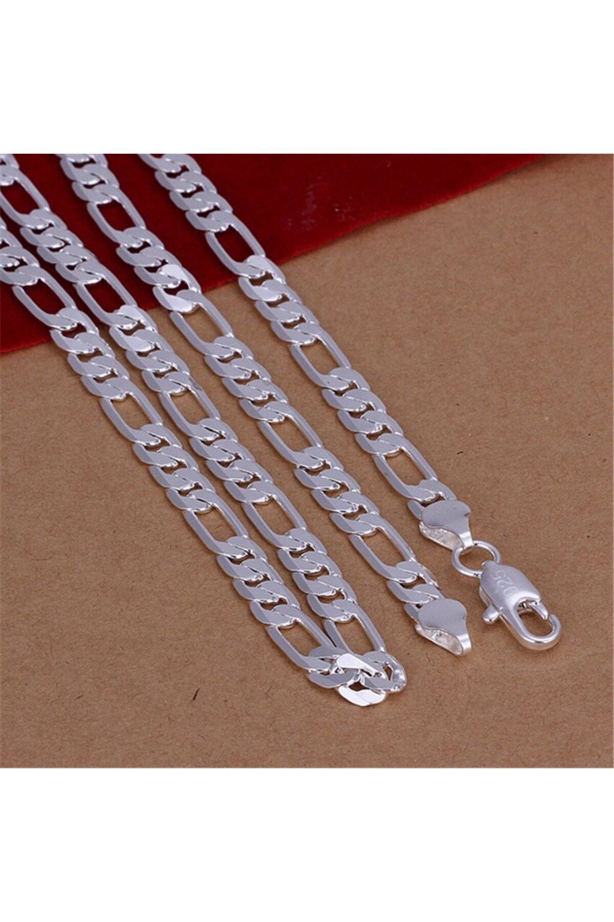 Choice-45cm 6mm Flat Chain Silver Color Solid Necklace Fashion Jewelry Women Men Wholesale High Quality Wed 2