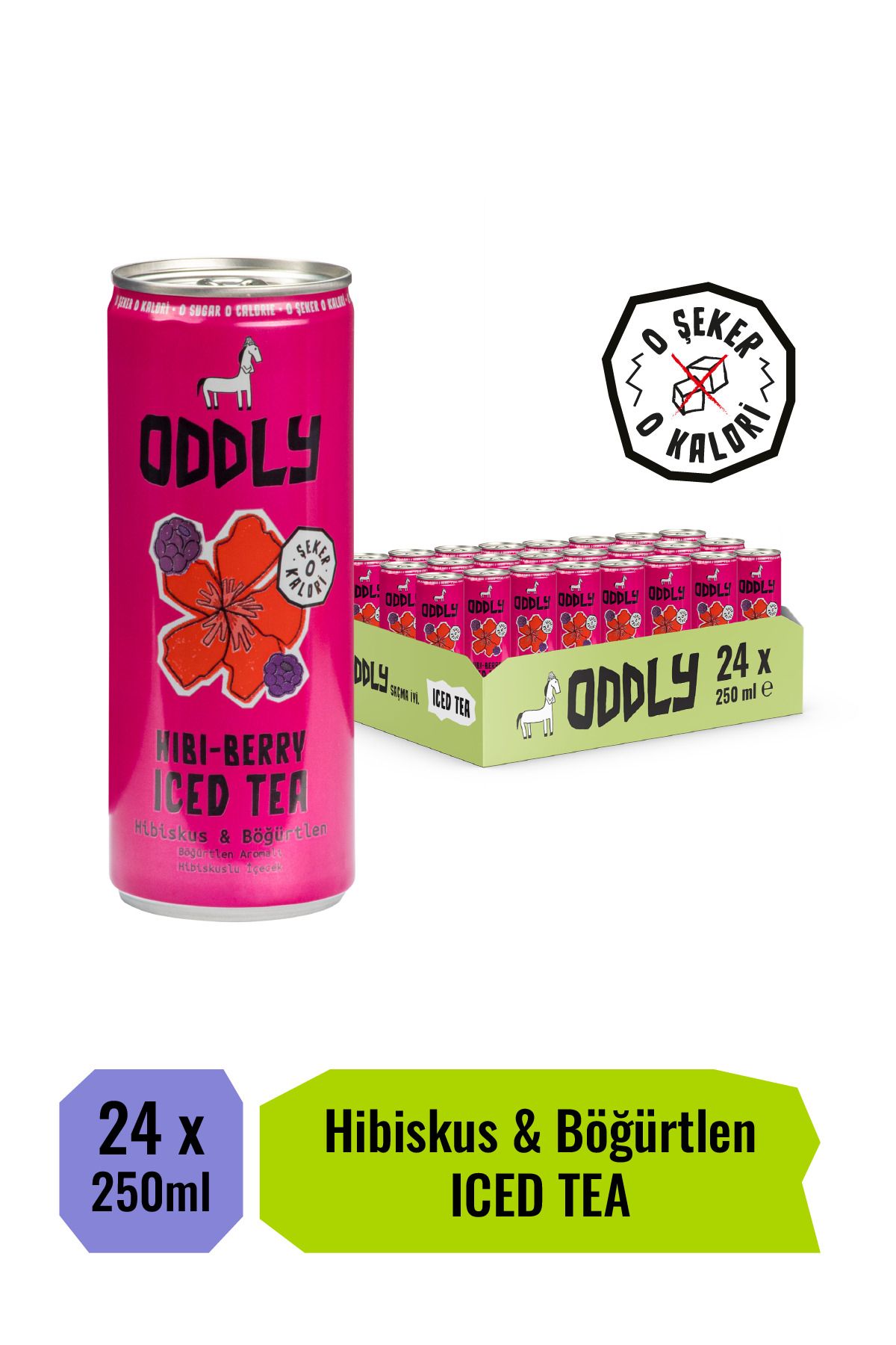 ODDLY HIBIBERRY SOĞUK ÇAY KUTU HİBİSCUS BÖĞÜRTLEN - 0 ŞEKER & 0 KALORİ 250 ML X 24 ADET
