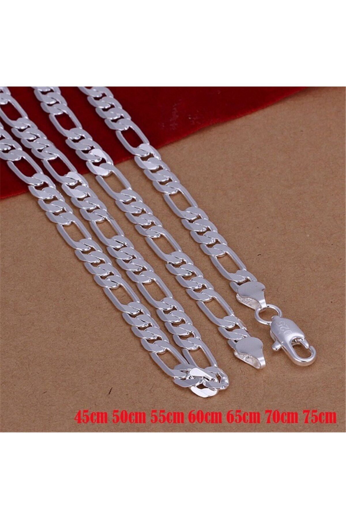 Choice-45cm 6mm Flat Chain Silver Color Solid Necklace Fashion Jewelry Women Men Wholesale High Quality Wed 4