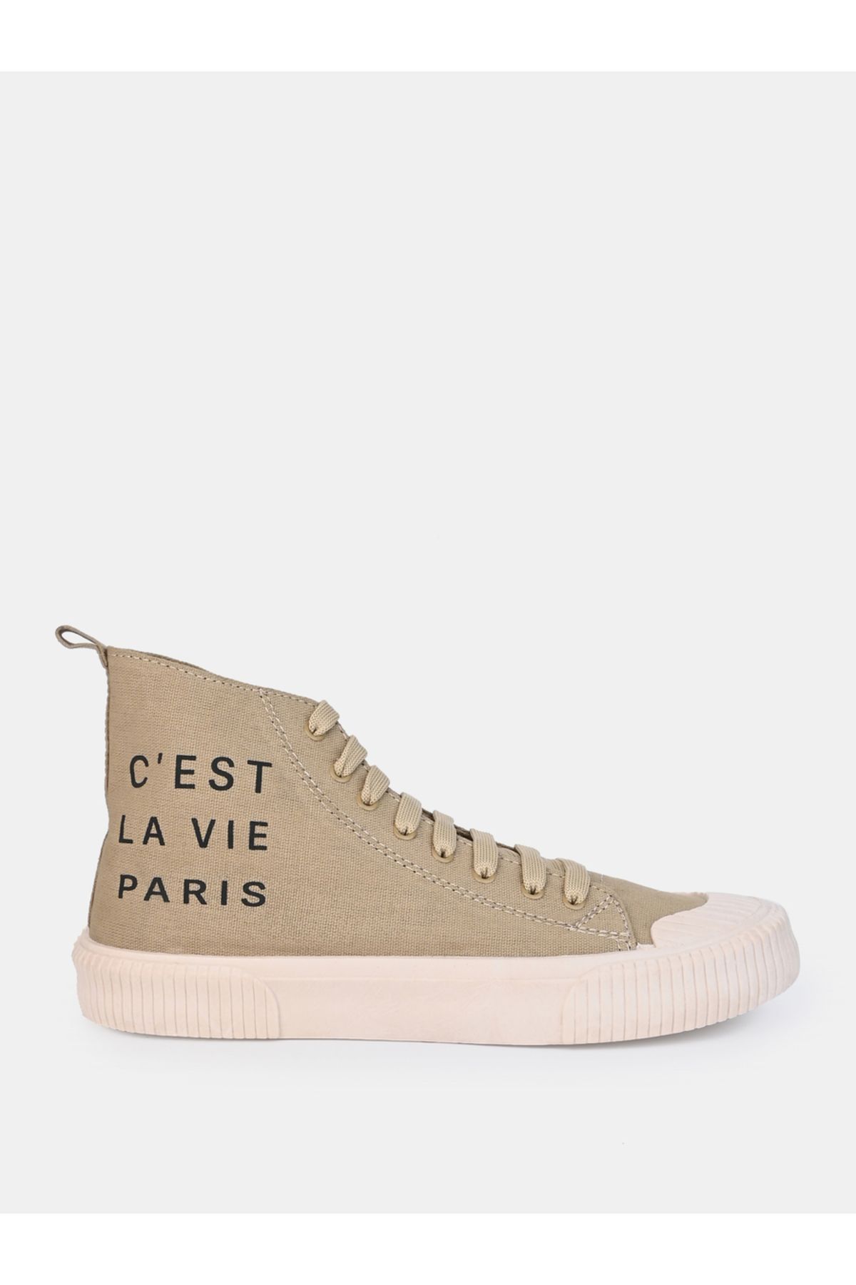 Styli-High Top Slogan Print Casual Canvas Shoes 5
