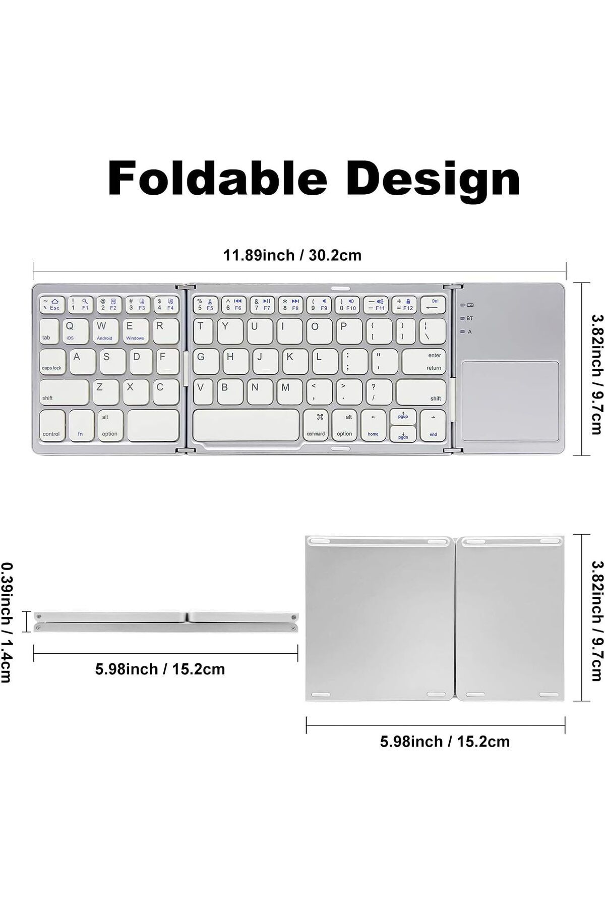 fulina-Foldable Bluetooth Keyboard,with Touchpad,Rechargeable Portable Wireless Keyboard,for PC Tablet 6