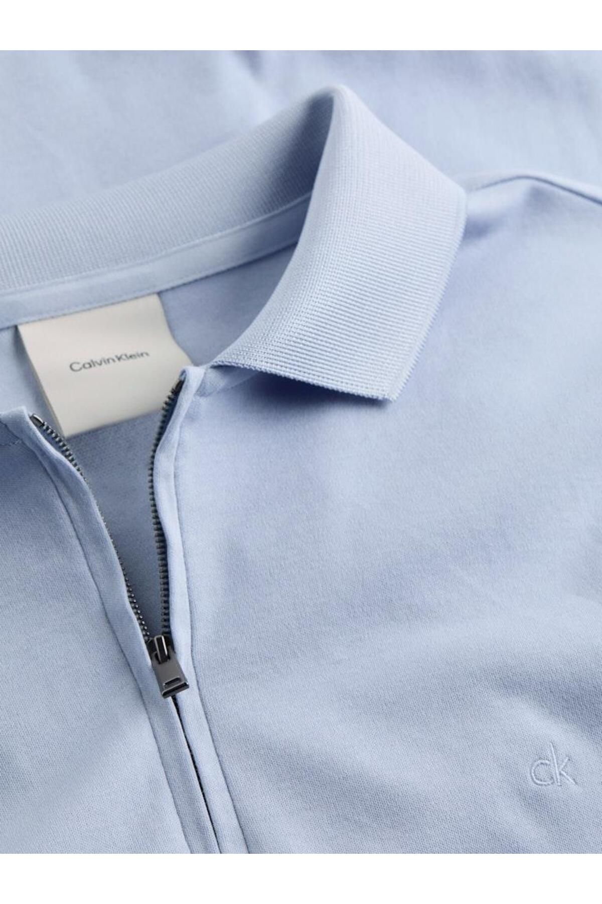 تی شرت یقه پولو آبی مردانه چوگان صاف و نخی Calvin Klein