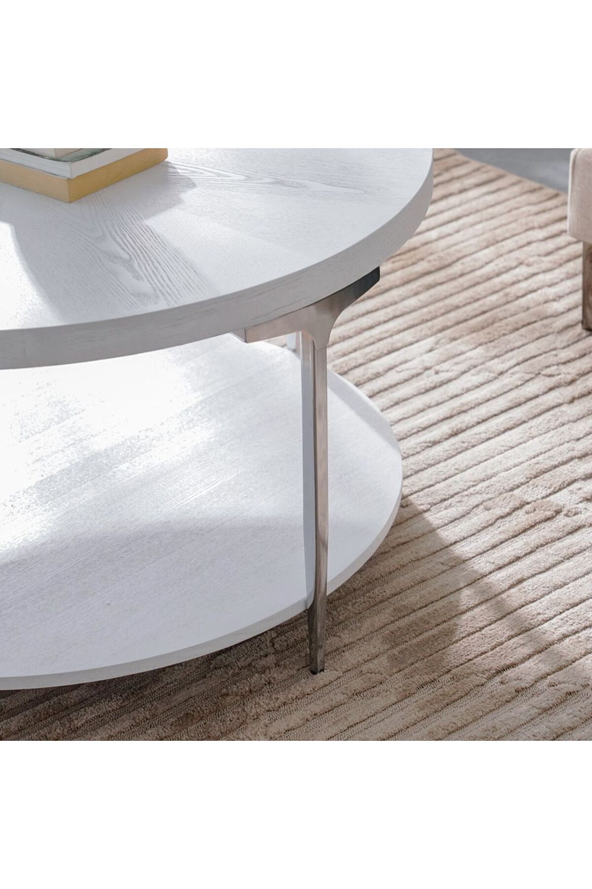Danube Home-Mello Round Coffee Table  L91.5xW91.5xH50cm - Grey/Silver 3
