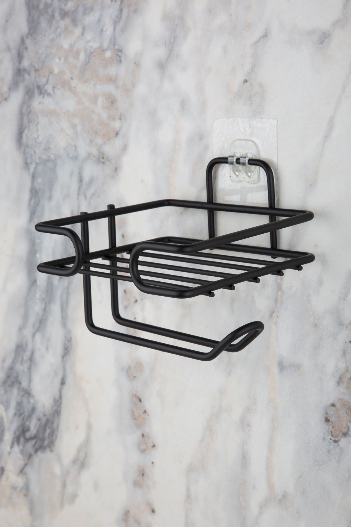 MultiStore-Matte Black Toilet Paper Holder - Adhesive and Refillable Wc Holder Hanger 3