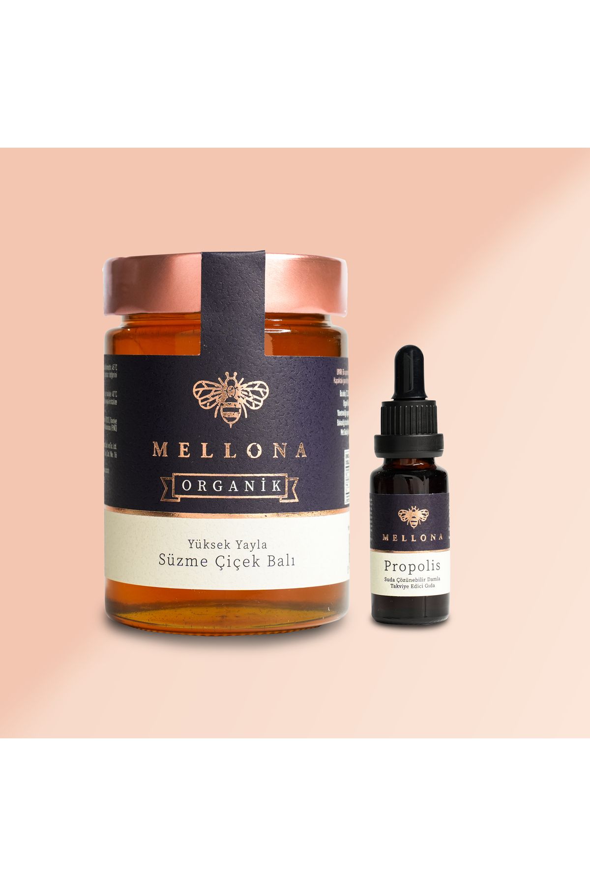 Mellona Organik Yüksek Yayla 450 gr Süzme Çiçek Balı 20 ml Propolis