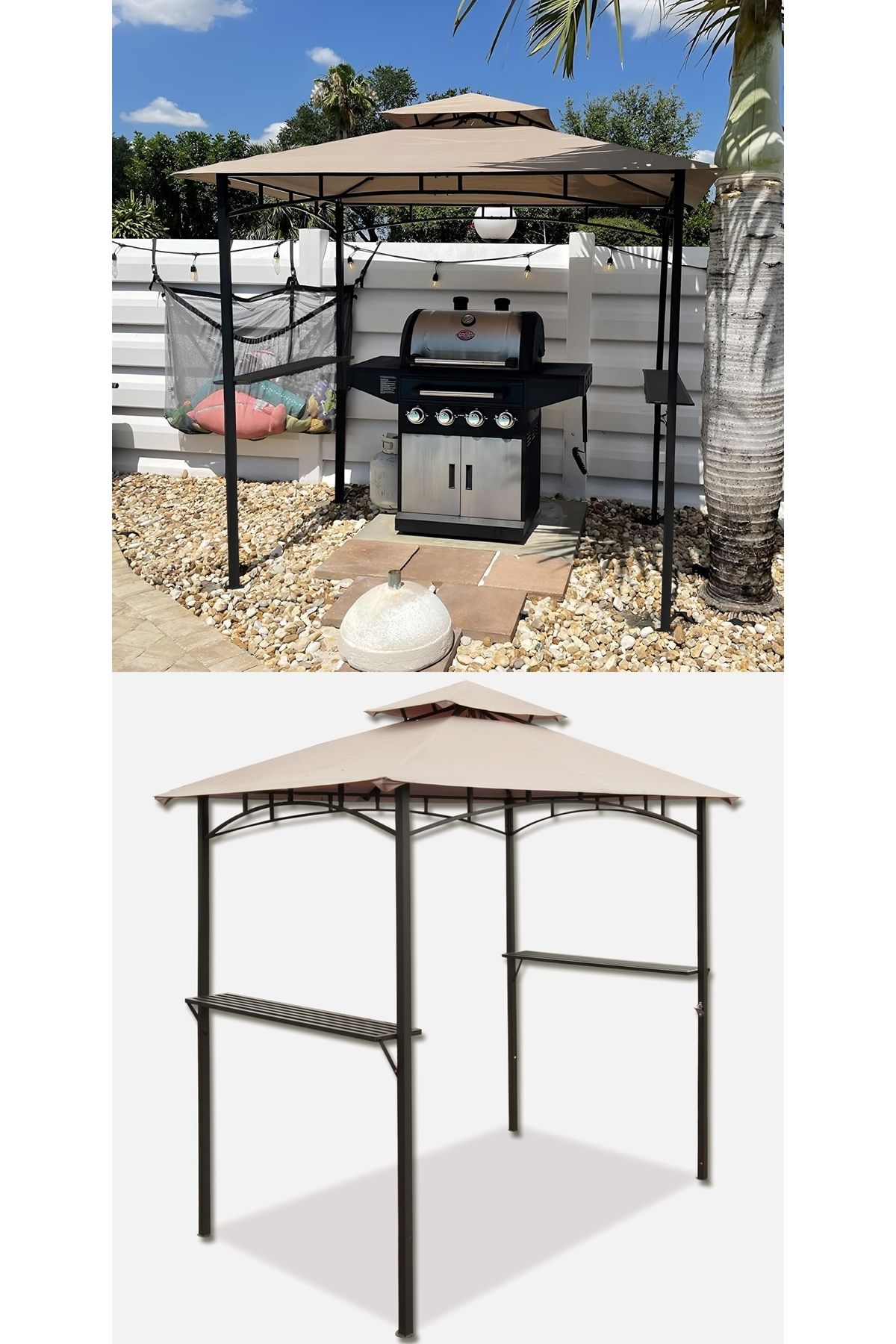 Magnotto Bahçe Kamelya Metal Çardak Gölgelik Villa Teras Pergola Gazebo Mangal Barbekü Çadırı 150X240 cm