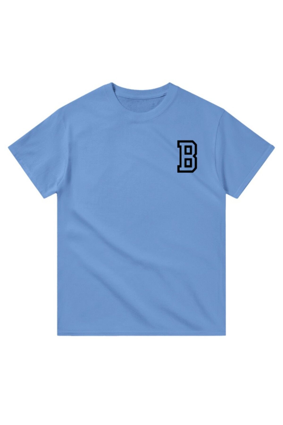 Cooqpoo-Letter B Printed Xs-S-M-L-Xl-2Xl Size Women Men Unisex Cotton Turquoise Tshirt 1