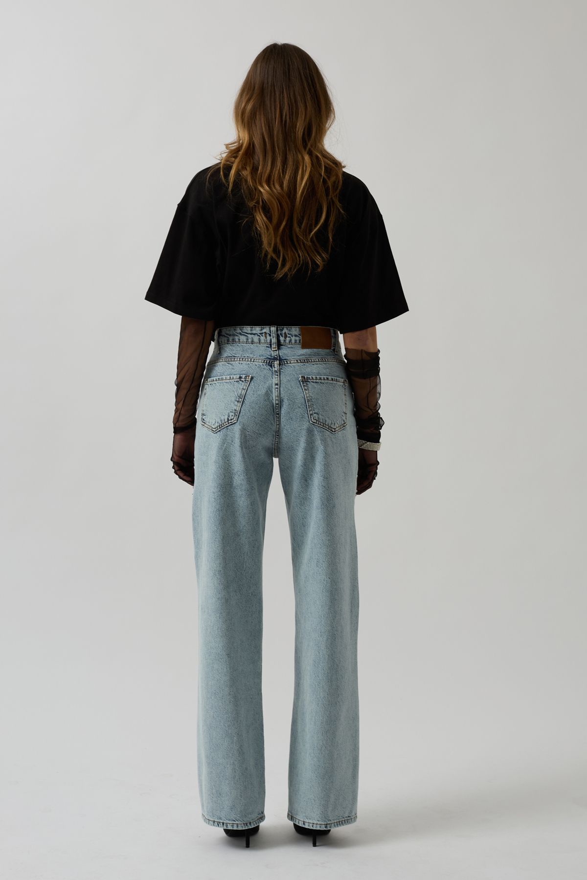 Black Fashion-Low-Cut Blue Stone Jeans 6