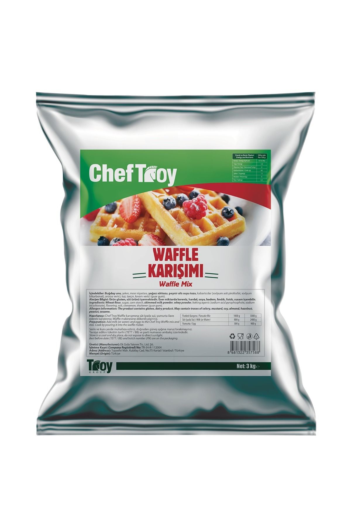 Chef Troy WAFFLE KARIŞIMI YUMURTASIZ 3 KG