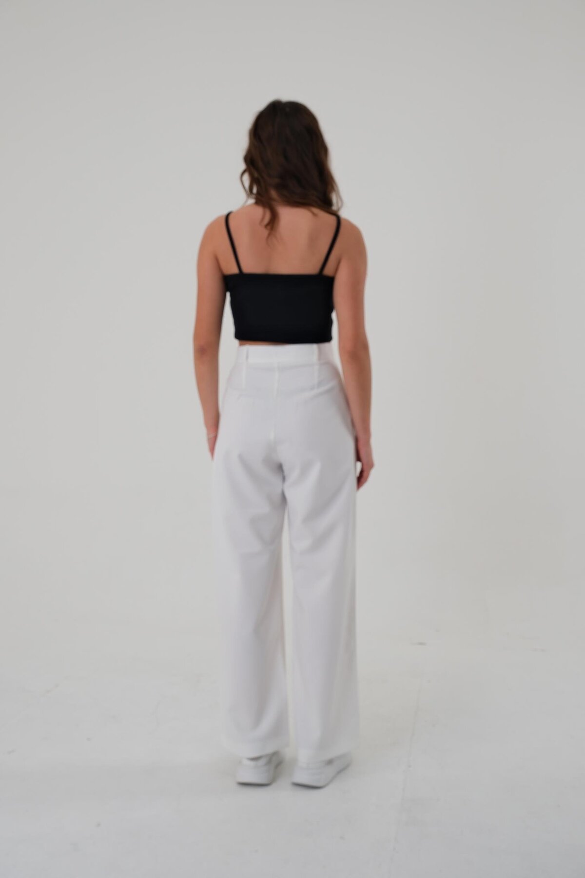 Hazel  Kadın Beyaz Yüksek Bel Palazzo Pantolon - Görsel 6