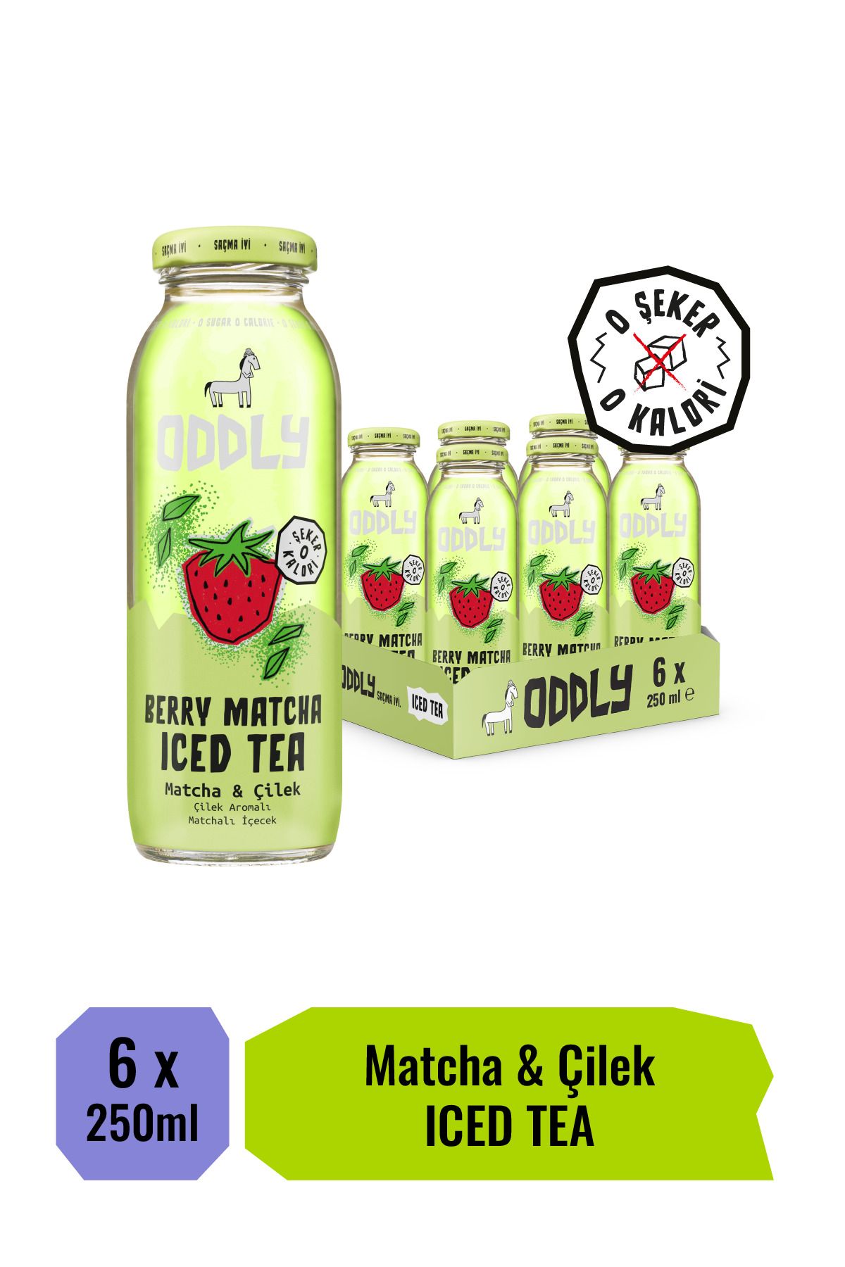 ODDLY BERRY MATCHA SOĞUK ÇAY CAM MATCHA ÇİLEK - 0 ŞEKER & 0 KALORİ 250 ML X 6 ADET