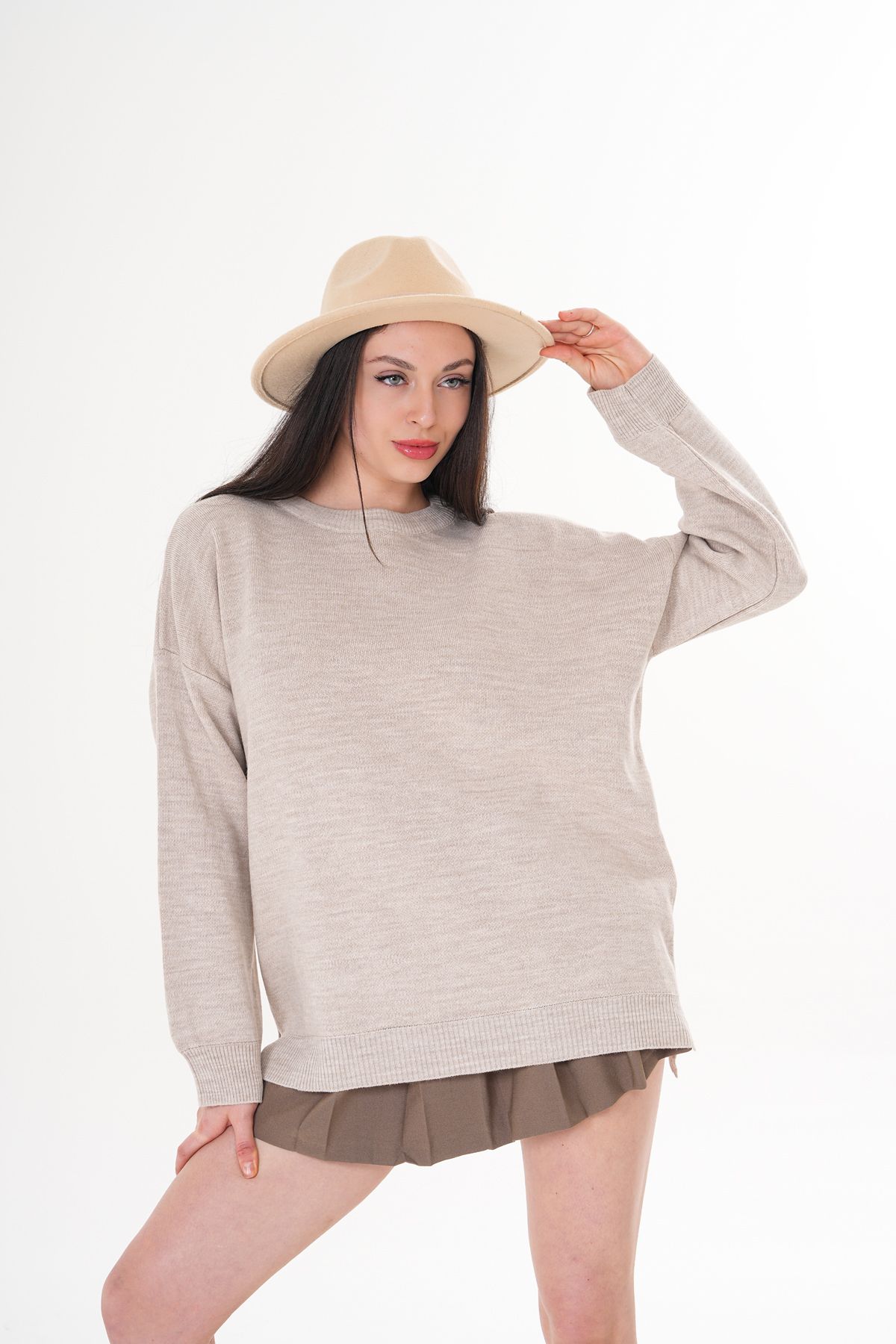 GND-Crew Neck Slit Detailed Ayla Model Sweater 2