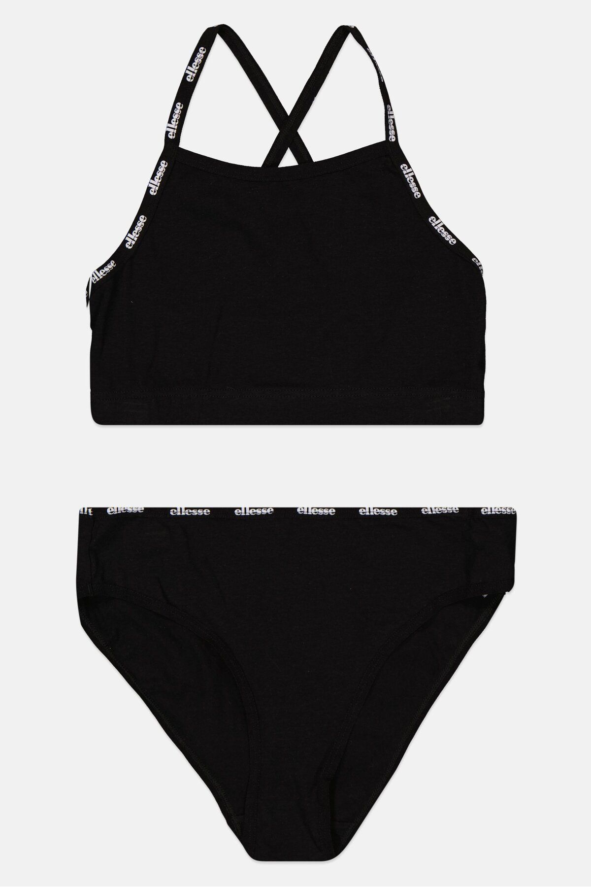 Ellesse-Women 2 Pcs Brand Logo Bralette And Briefs Set, Black 1