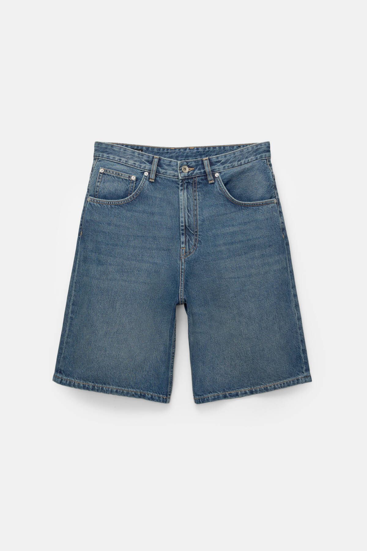 Pull & Bear-شورت برمودا من قماش الدنيم الفضفاض 7