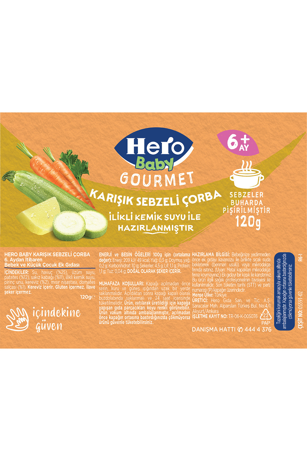 Hero Baby Gourmet Karışık Sebzeli Kavanoz Mama 120g X 6 (720G) fotoğrafı 3 (önizleme)