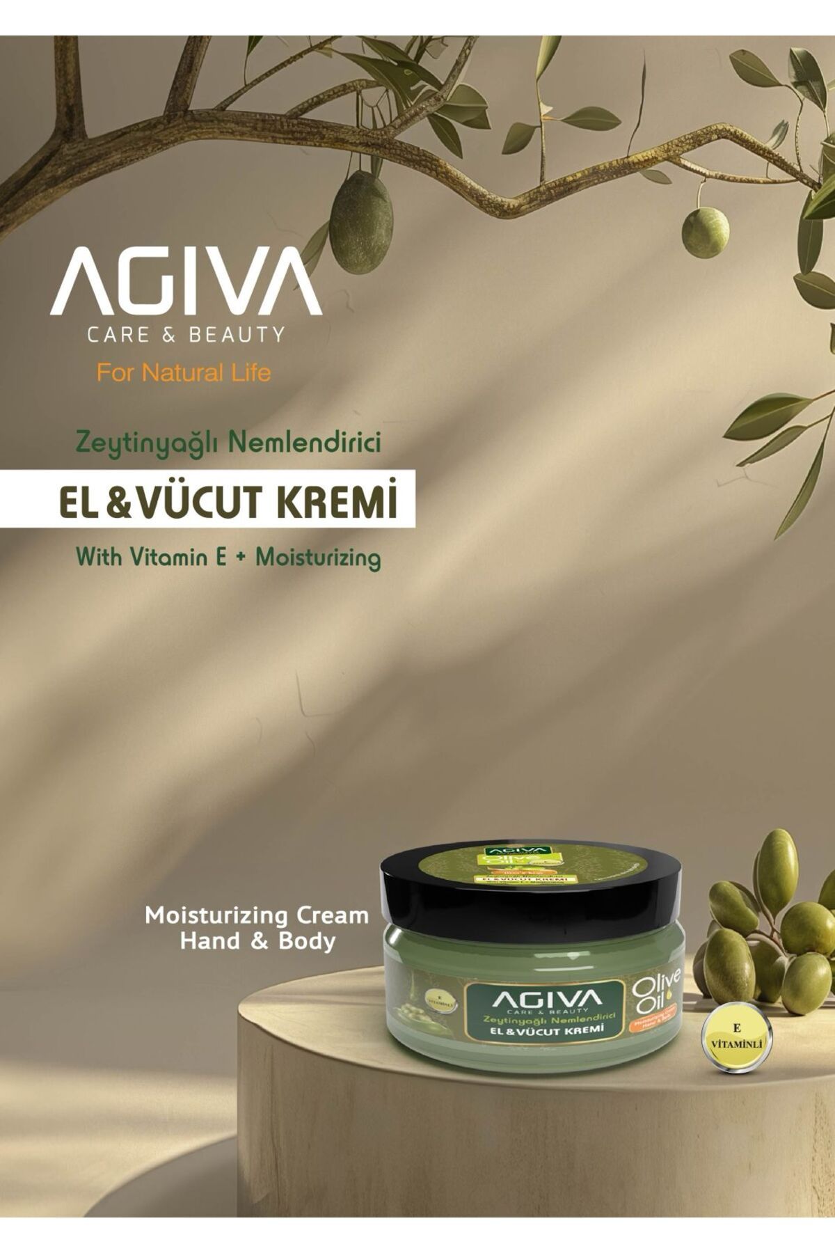 Agiva ZEYTİNYAĞLI NEMLENDİRİCİ EL & VÜCUT KREMİ 300 ML