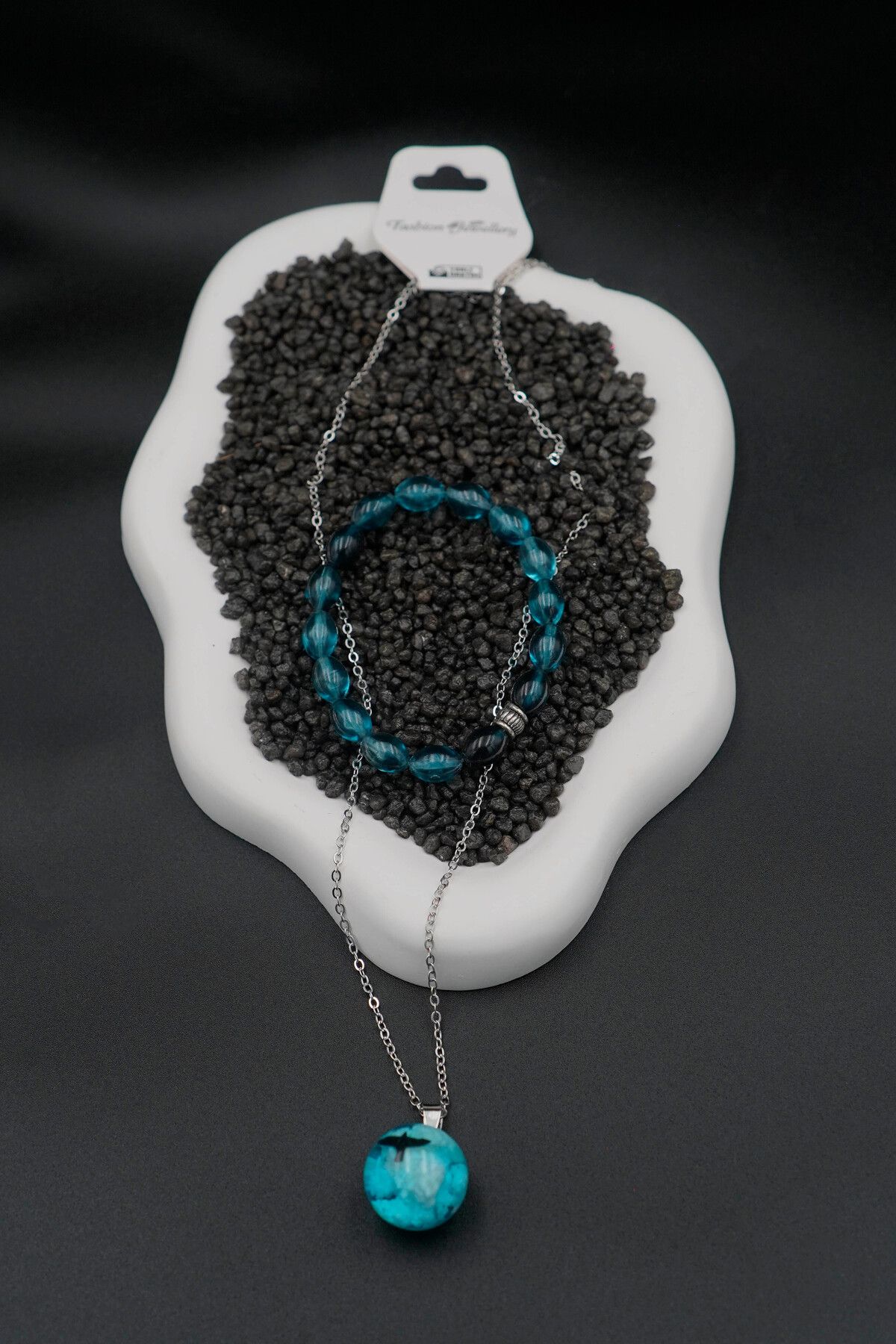 The Collection-Glow in the Dark Resin Cloud Necklace and Ocean Bracelet Set 2