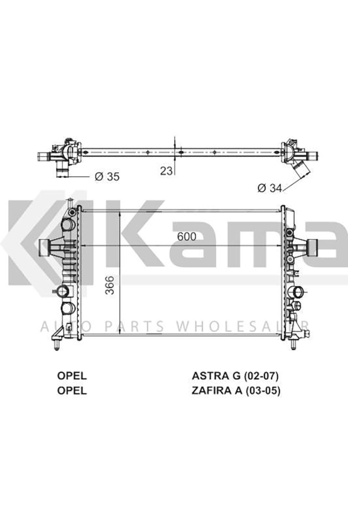 mette 1300270 SU RADYATÖRÜ (600x366x23) OPEL ASTRA-G (Z1.6XEP)