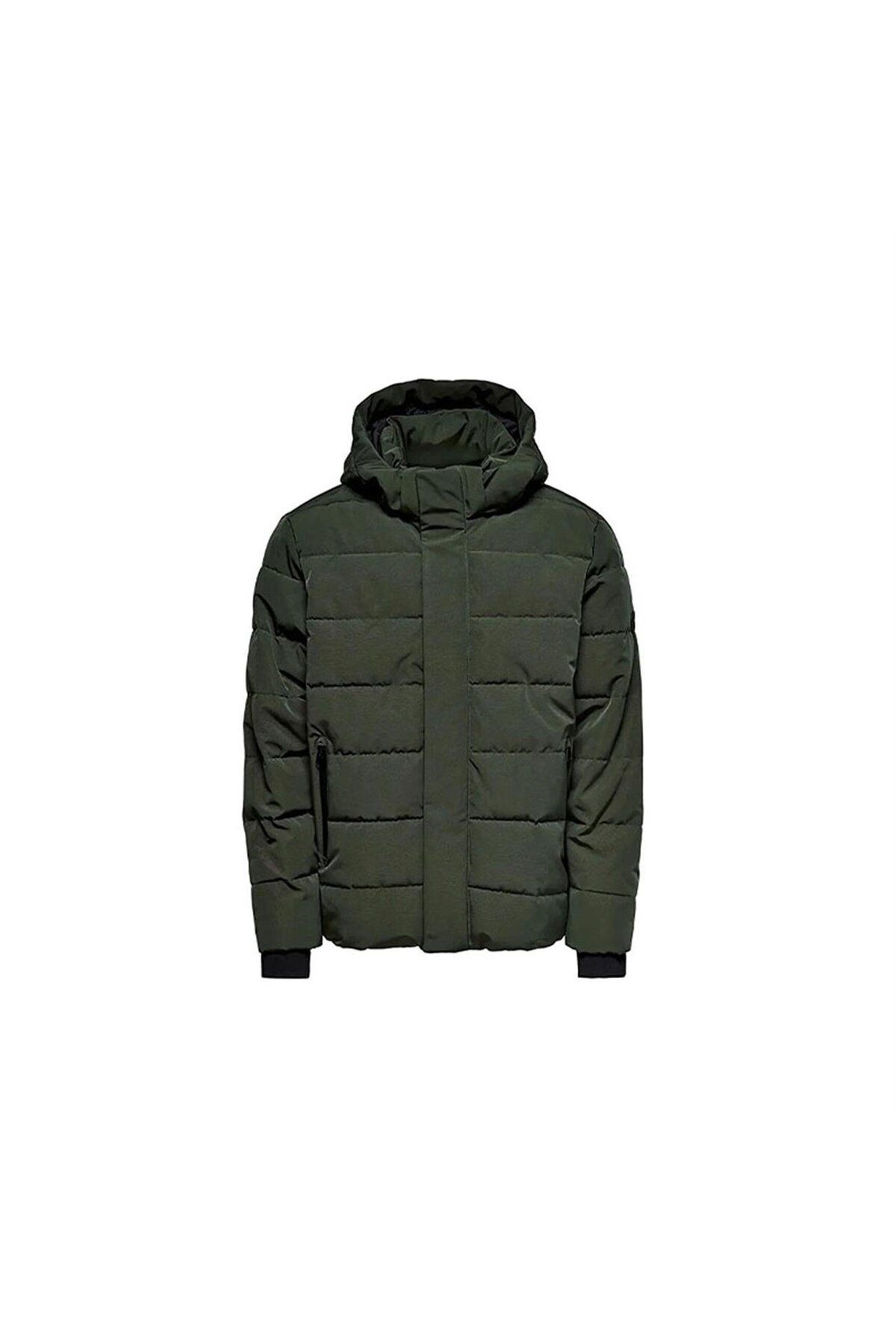 کاپشن مردانه Onscayson Puffa Otw 22019598 خاکی ONLY