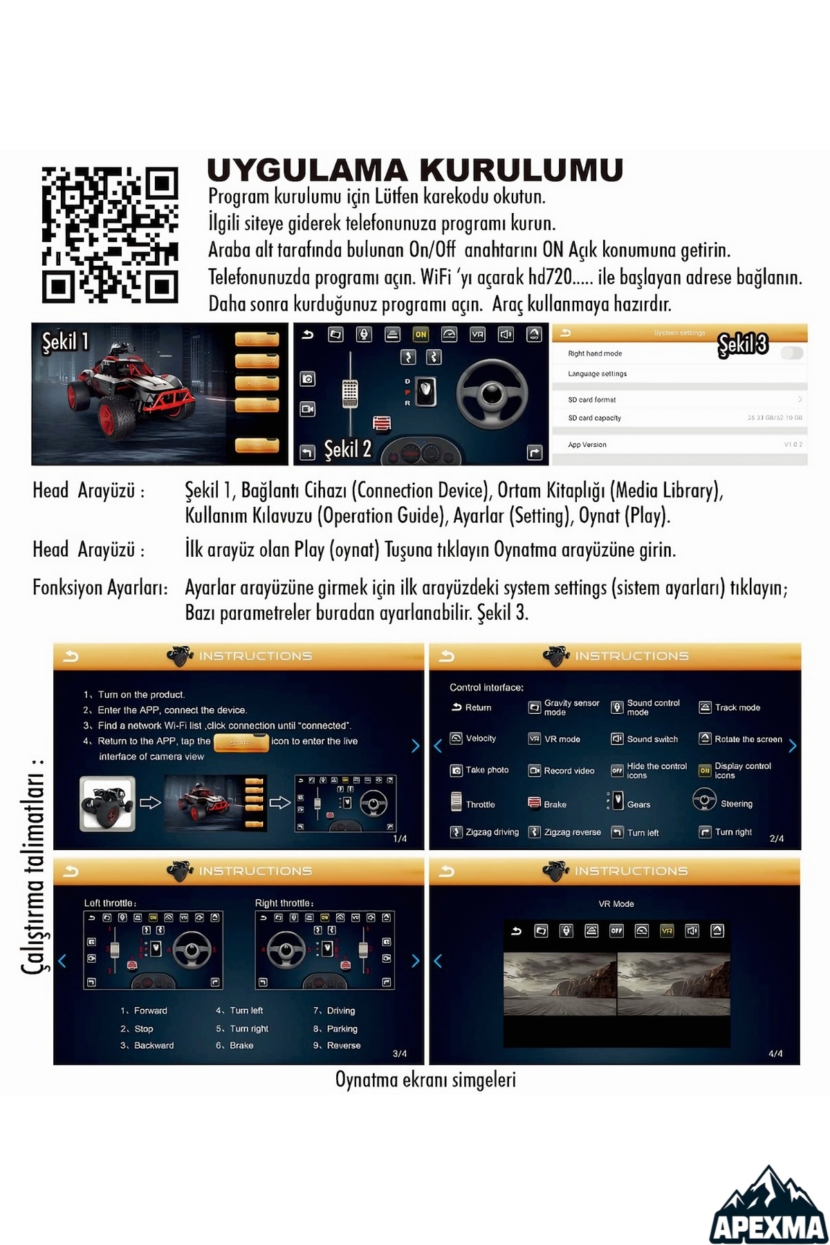 Apexma Uzaktan Kumandalı Full Fonksiyon Kameralı Wi-Fi Bağlantılı Fotoğraf Video Çekimli Off-Road Araba fotoğrafı 4 (önizleme)