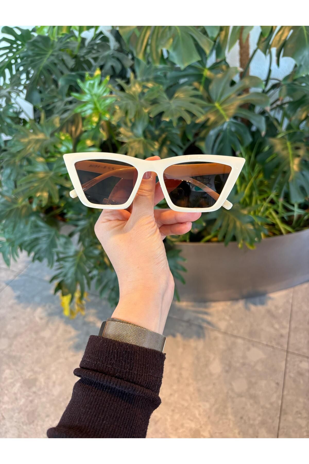 funeyes-Cat Eye Slanted Brown Cream Glasses Sunglasses Uv400 Case Cloth Gift 3
