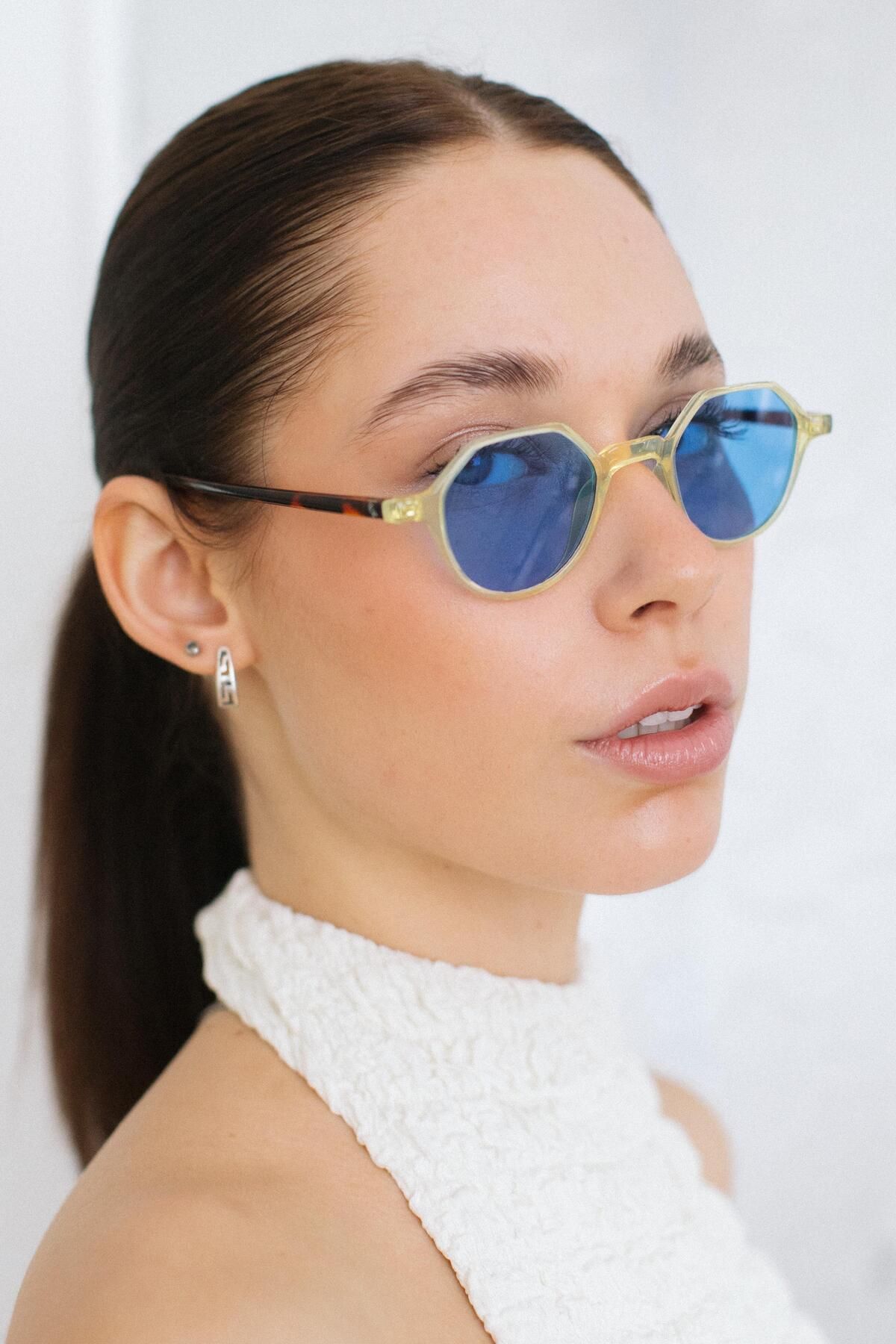 Bilge Karga-Paula Yellow Leopard Blue Sunglasses 4