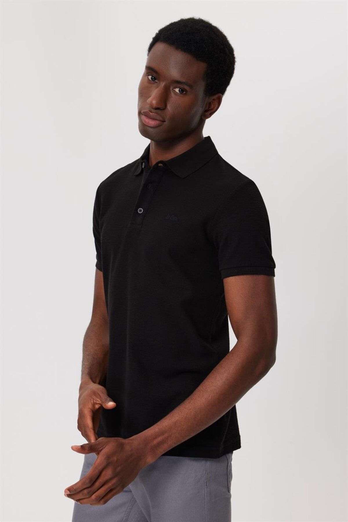 تی شرت مشکی مردانه سیاه Yaka Tylen مردانه's Polo Lee Cooper