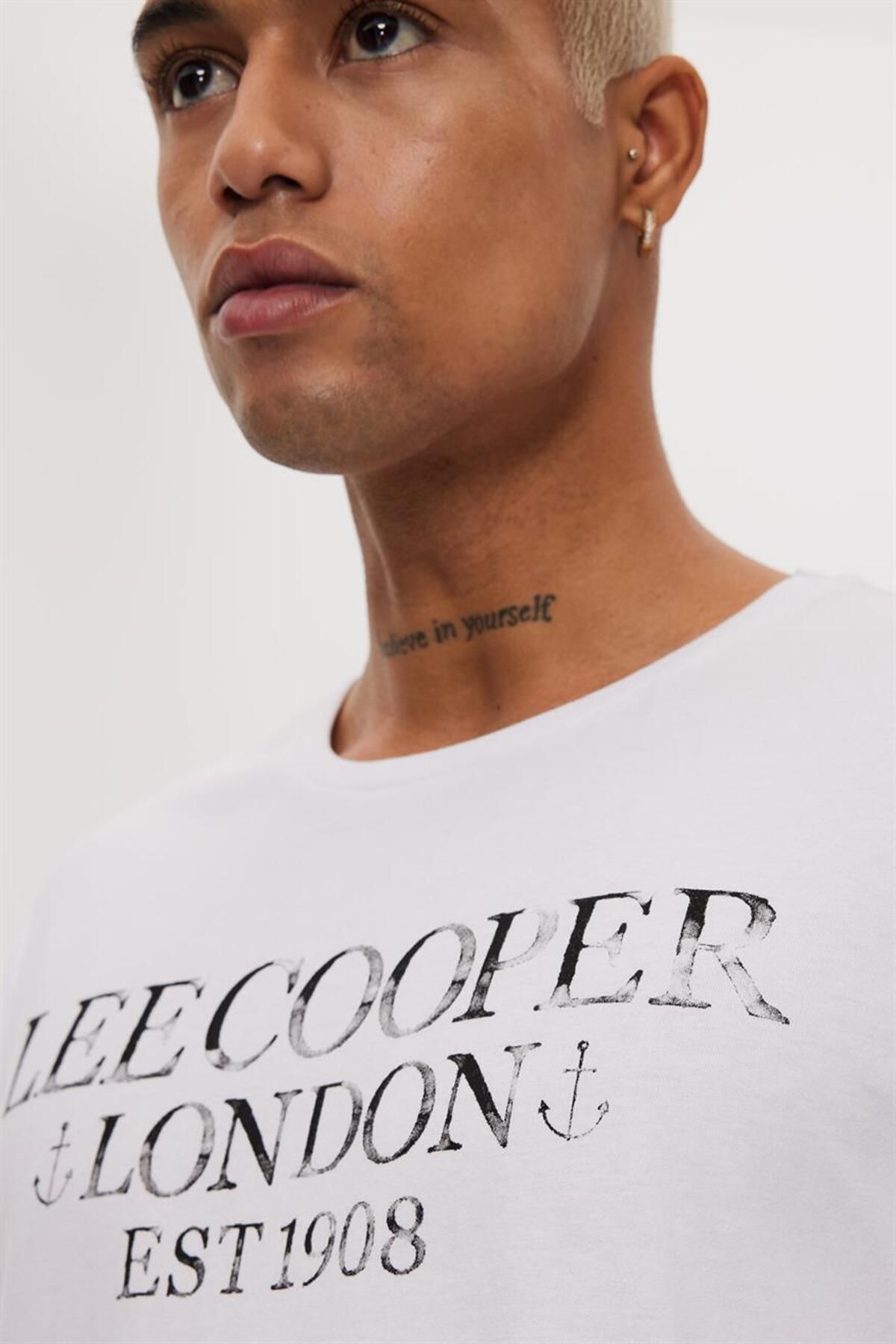 تی شرت سفید مردانه Cador O Yaka Lee Cooper