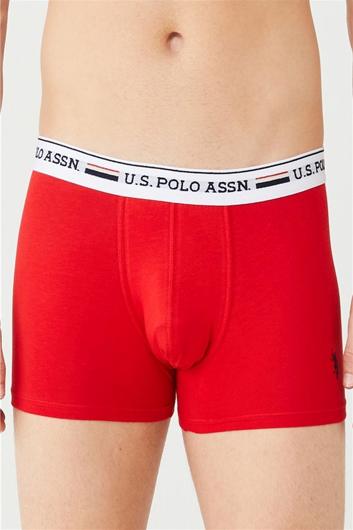 U.S. Polo Assn.-80431 بوكسر رجالي باللون الرمادي والأحمر والأزرق الداكن مكون من 3 قطع 3