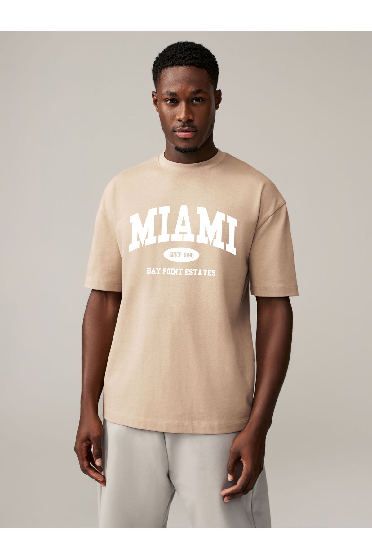 uyguntarz Übergroßes Miami-t-shirt Aus Baumwolle Mit Aufdruck für Jugend Unisex - 2XL