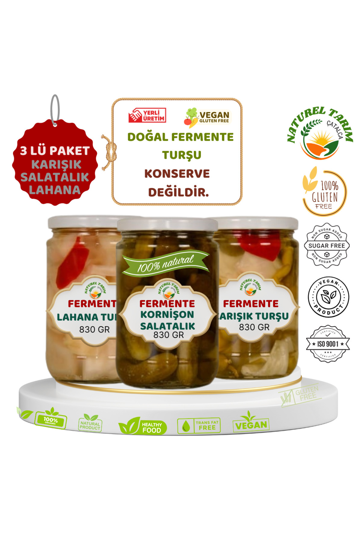 NATUREL DOĞAL FERMENTE 3 LÜ TURŞU