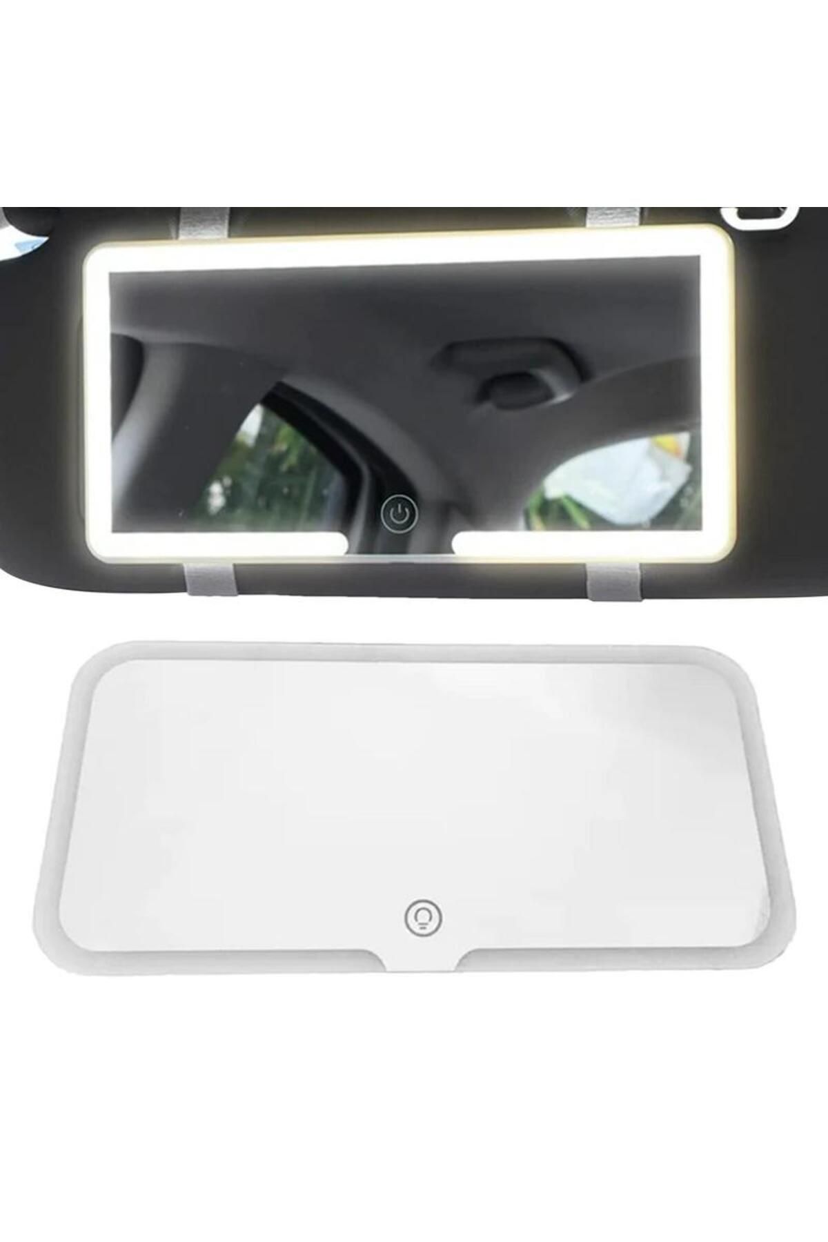 Choice-WHITE LED Car Sun Visor Vanity Mirror Car Vanity Mirror with 3 Light Modes and 60 LEDs Rechargeable 1