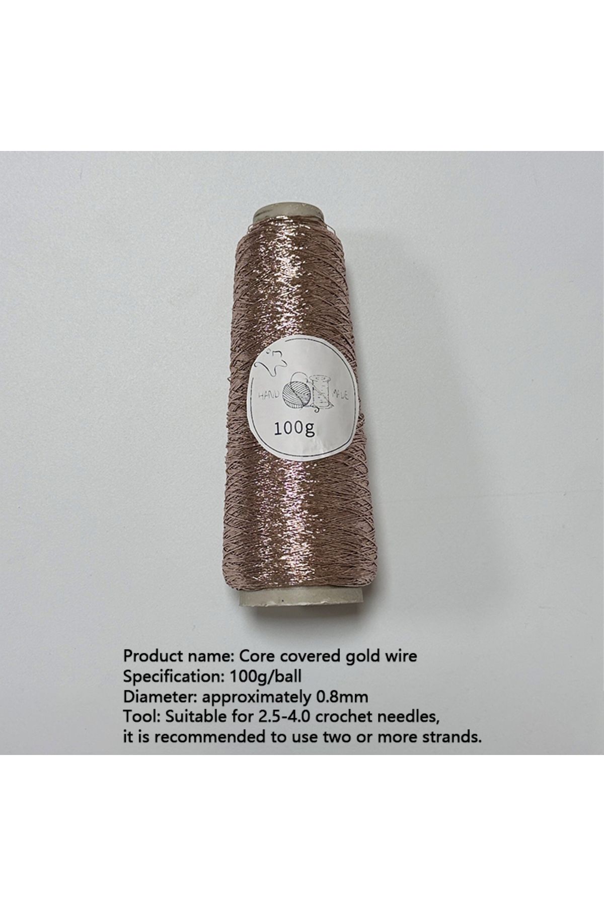 Choice-rose gold 100g Fine Gold Silver Yarn Core-spun Wires Shiny Crochet Steel Wire Ball Thread Metallic H 1