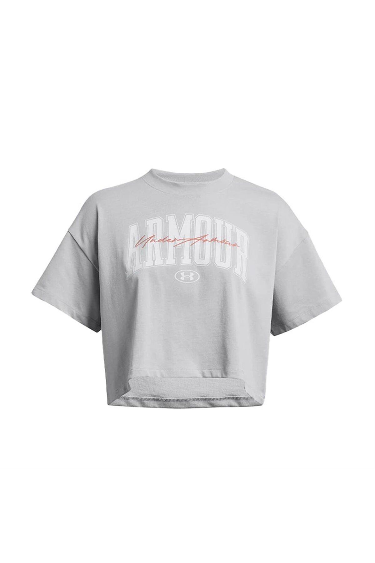 Under Armour-Μπλουζάκι με γκρι μοτίβο Ua Hw Scrıpted Wm Crop Ss 1383050 -011 Γυναικείο μπλουζάκι 1