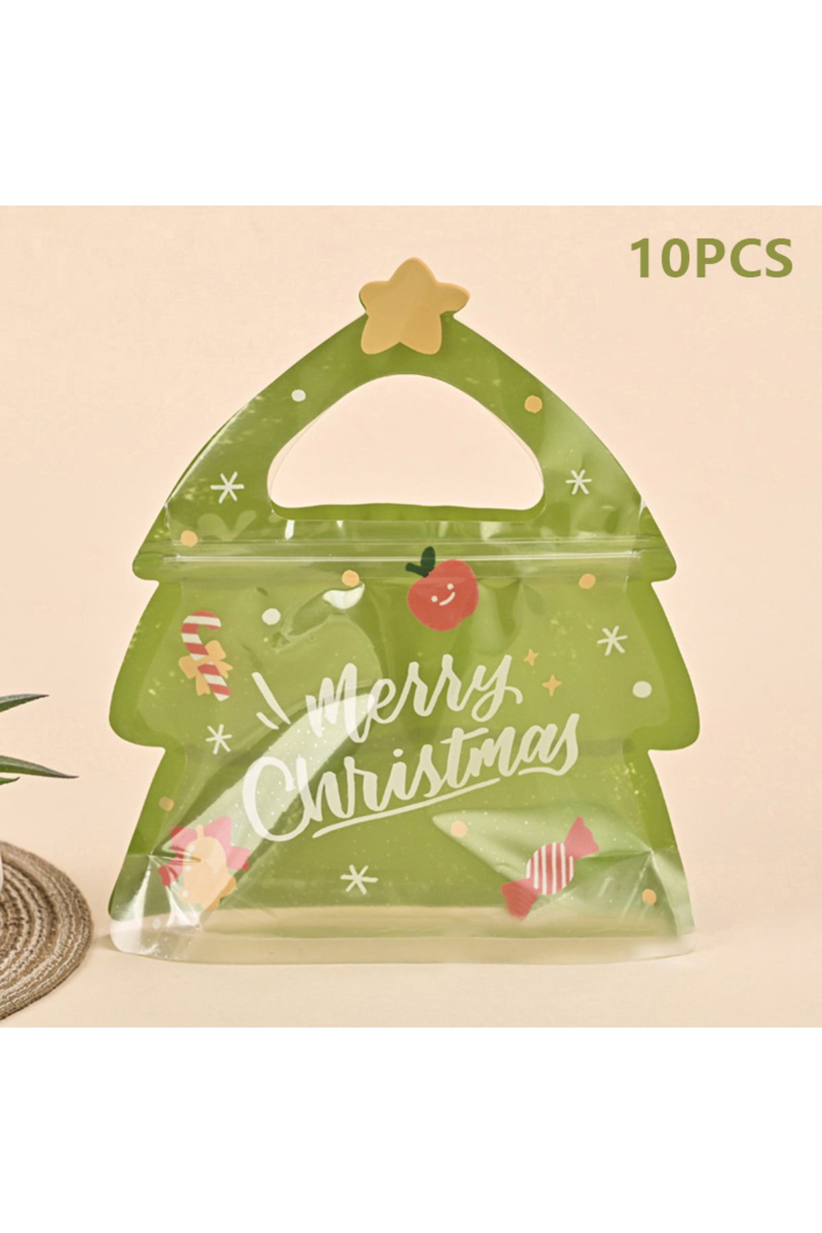 Choice-10PCS 10pcs Christmas Gift Bag For Candy Chocolate Cookie Nougat Biscuit Packing Gift Tree Santa Zip 1