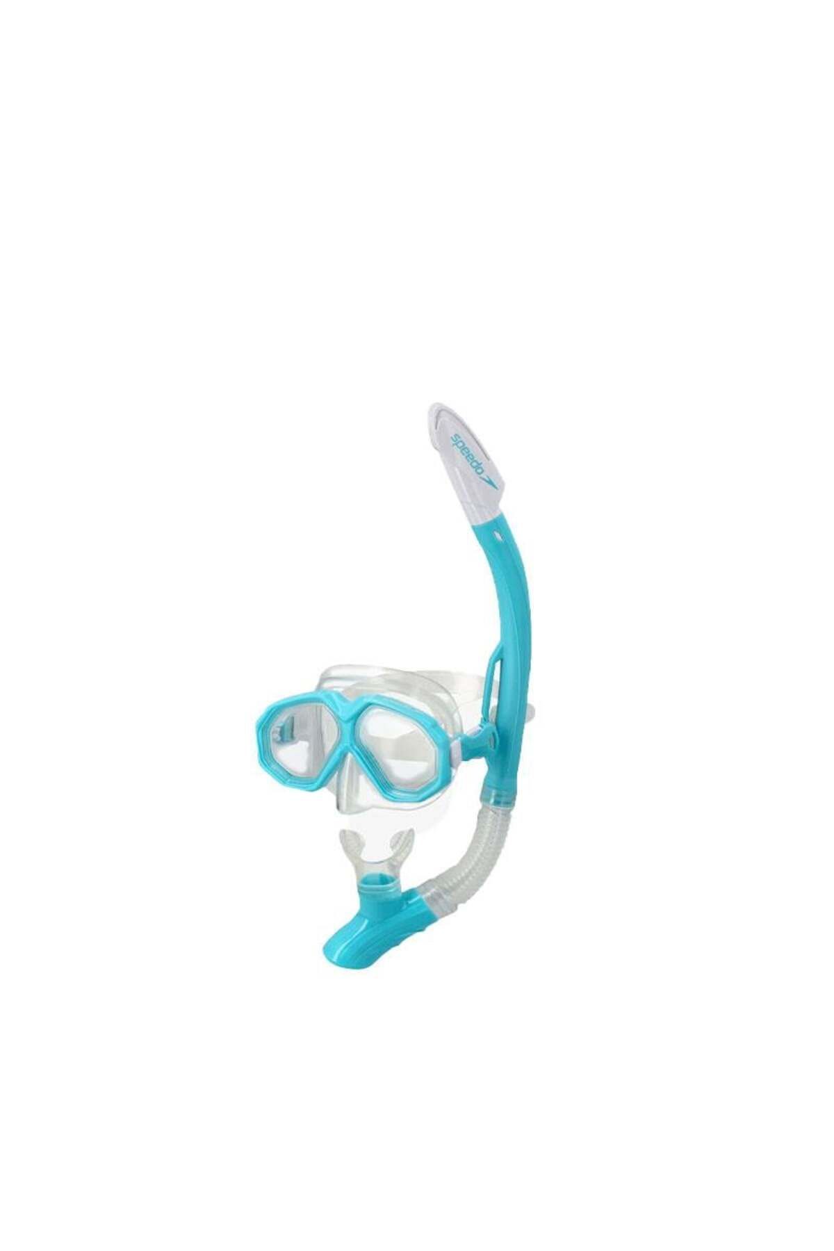 ماسک و اسنورکل آبی مردانه زنانه لنزهای دوتایی AU SNRKL Blue Shnorkel Sol24002C LaCl SPEEDO