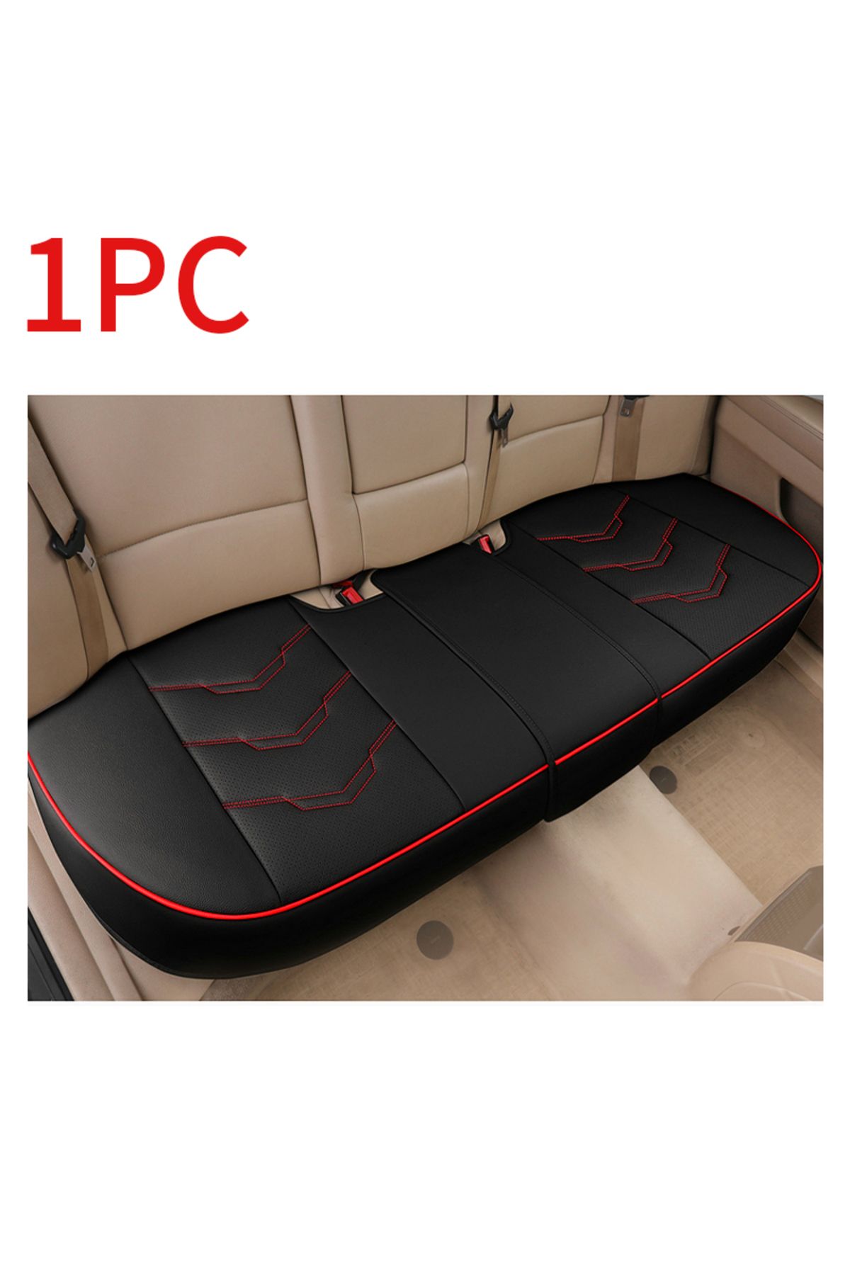 SEAMETAL-1pc rear black red SEAMETAL Luxury Car Seat Cover PU Leather Seat Cushion Covers Universal Auto Inte 1