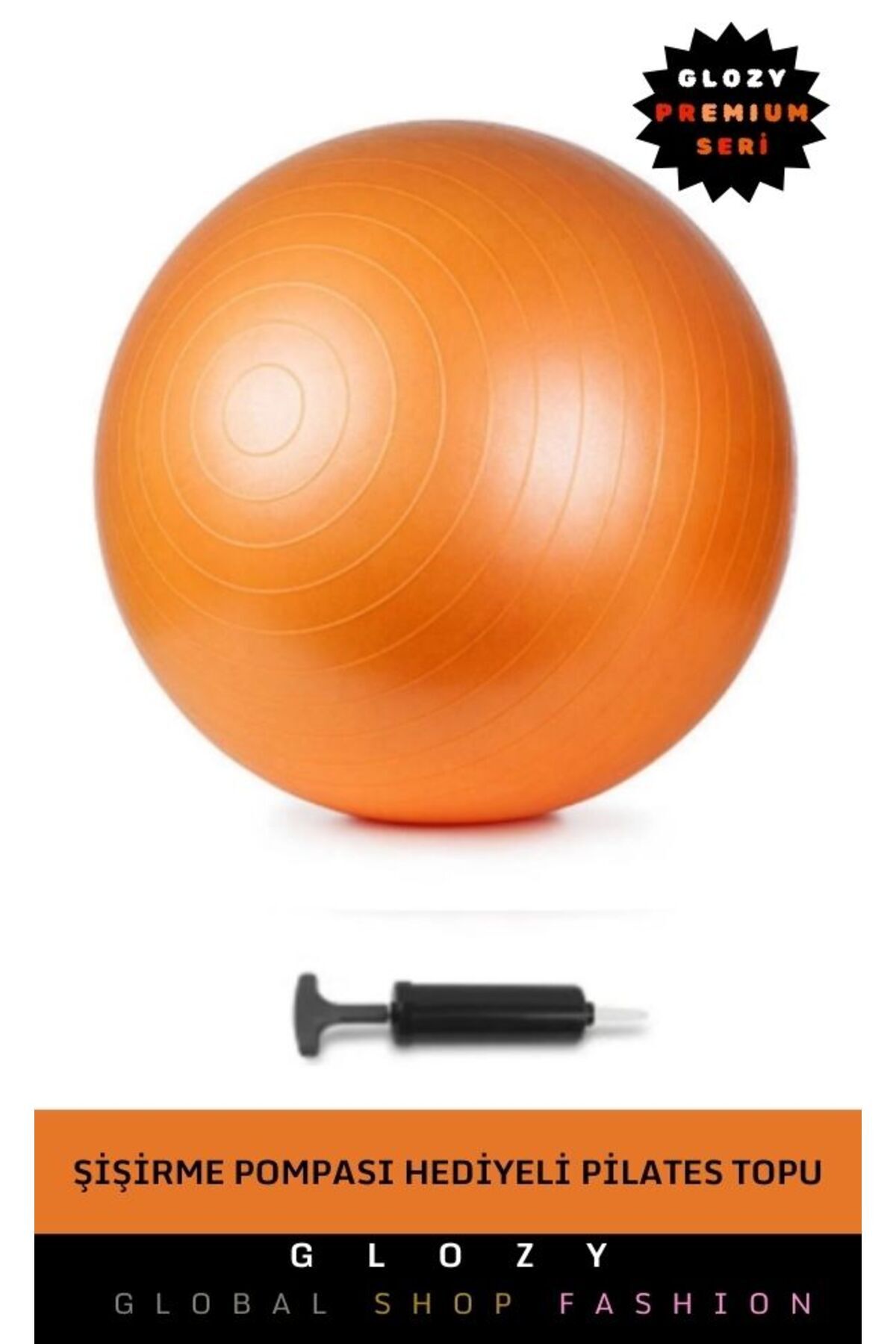 GLOZY Premium Seri Profesyonel Mini 20cm Esnek Sağlam Şişirme Pompa Hediyeli Dayanıklı Pilates Topu