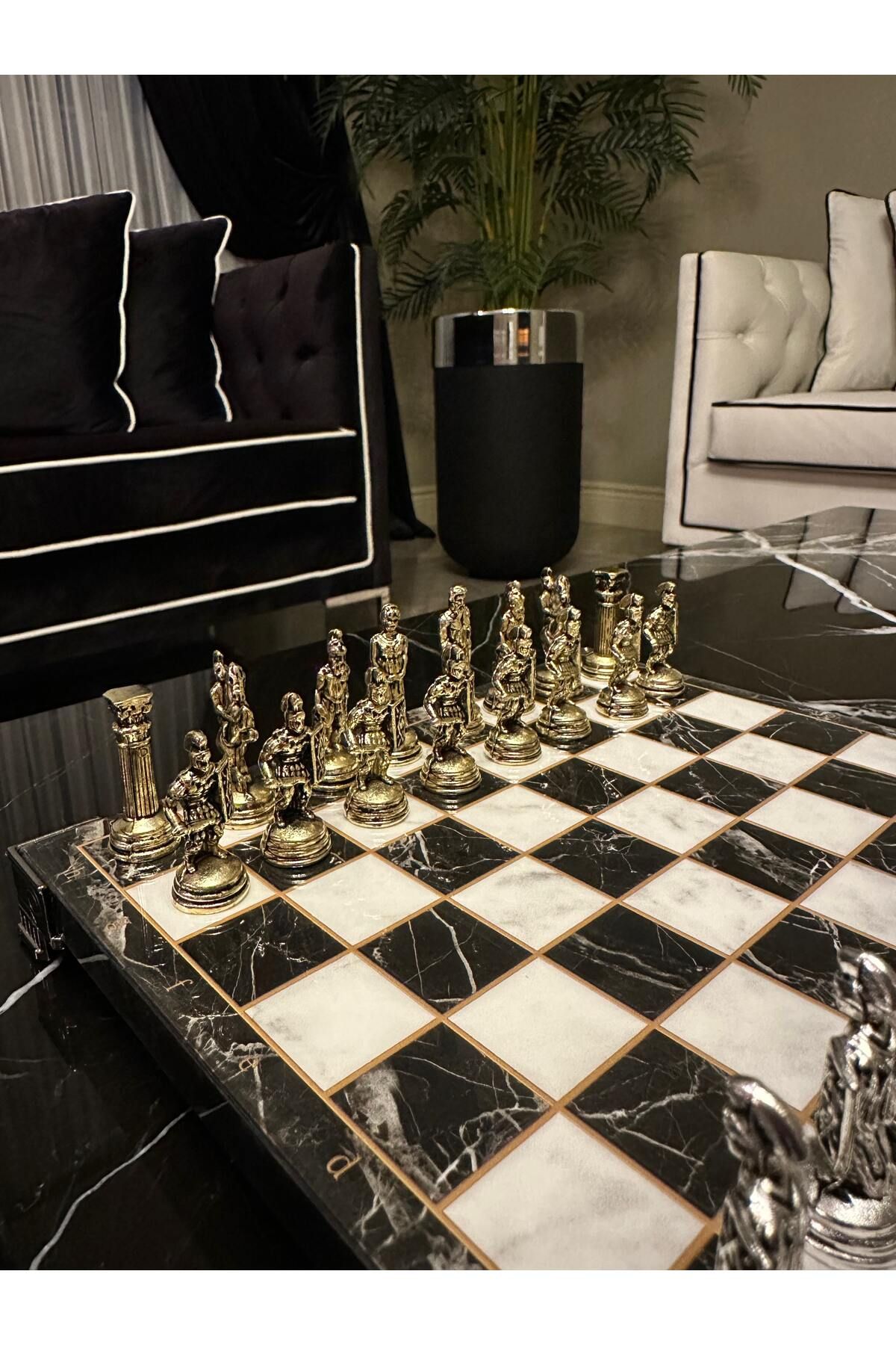 POLO BLUE-Ancient Roman Gladiator Chess Set – 20X20 cm Mini Set Suitable for Decorative & Game 6