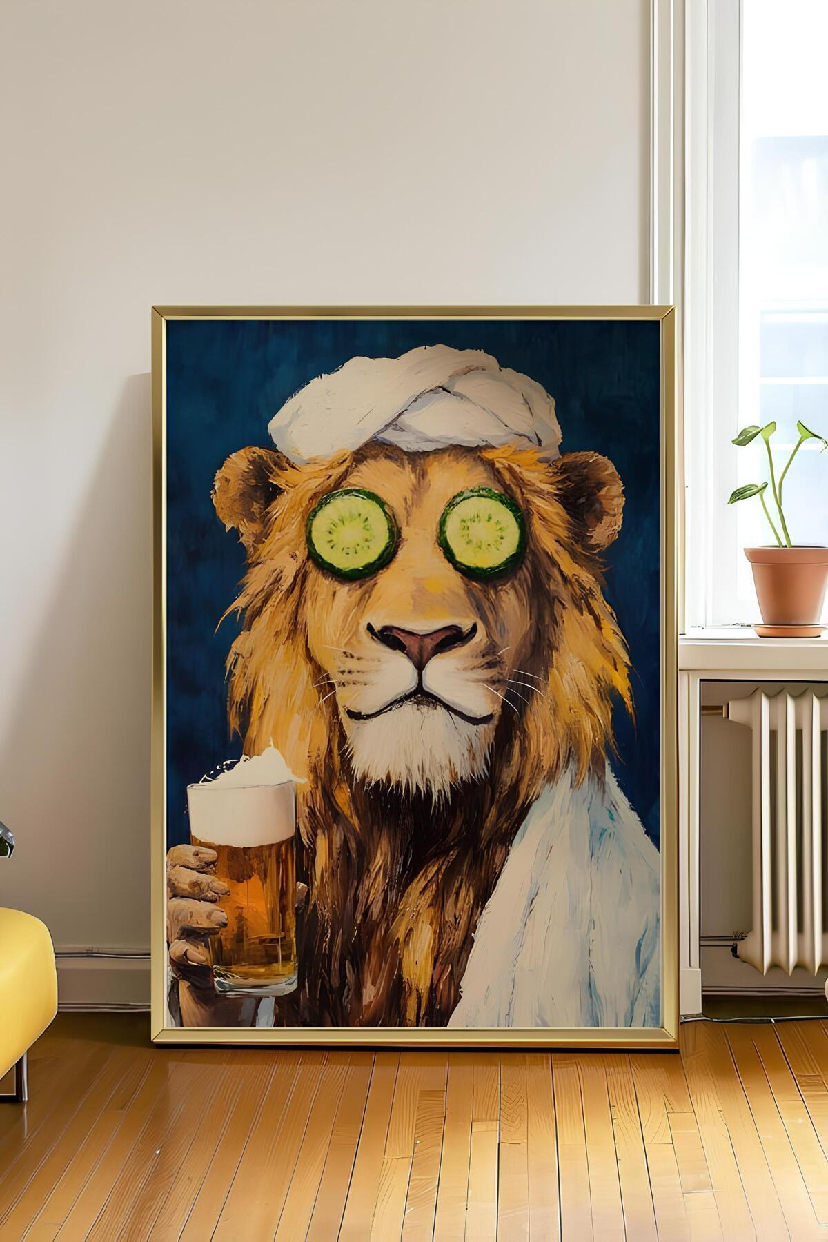 HandMadeBuy Salatalık Maskeli Aslan Posteri, Aslan Posteri, Tablo ...
