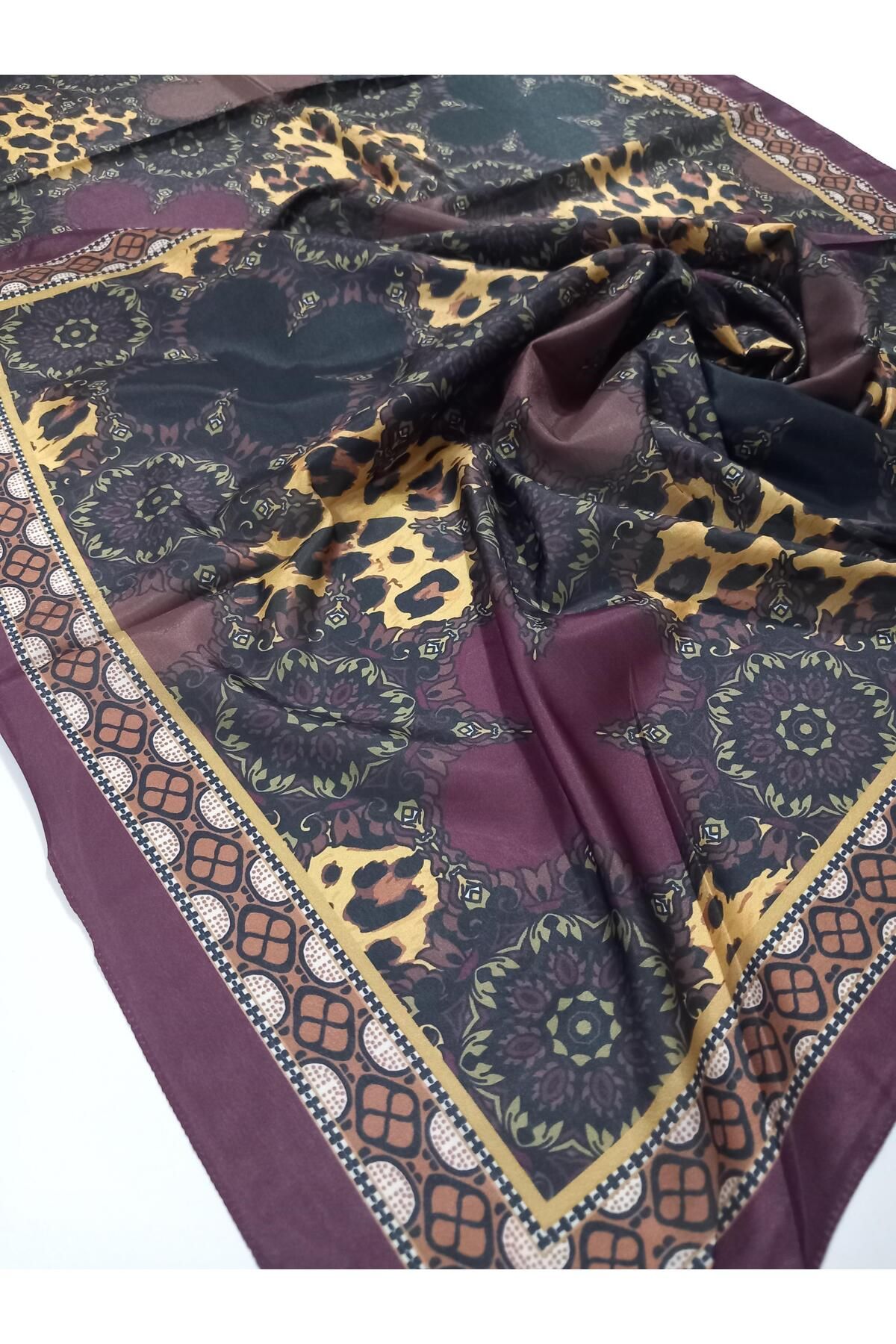 HAREM SCARF-شال بنمط عرقي بني عنابي - 7501-535-KVS0589 2